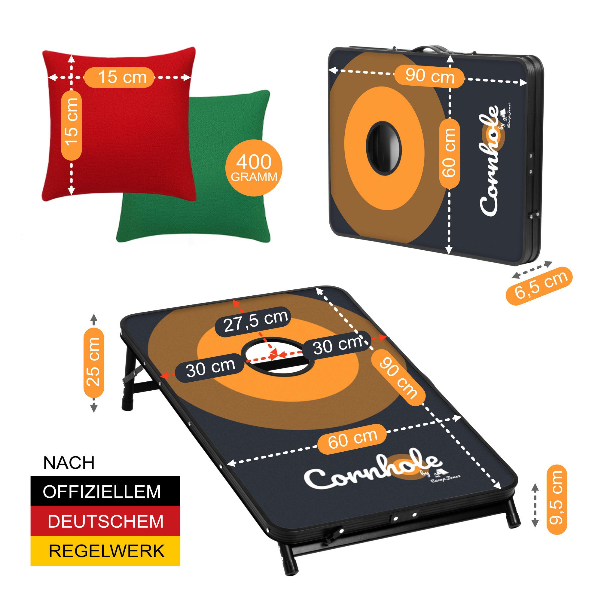 CampFeuer Spielzeug-Gartenset Offizielles Cornhole Spiel Outdoor, Spiel Set mit 2 Boards
