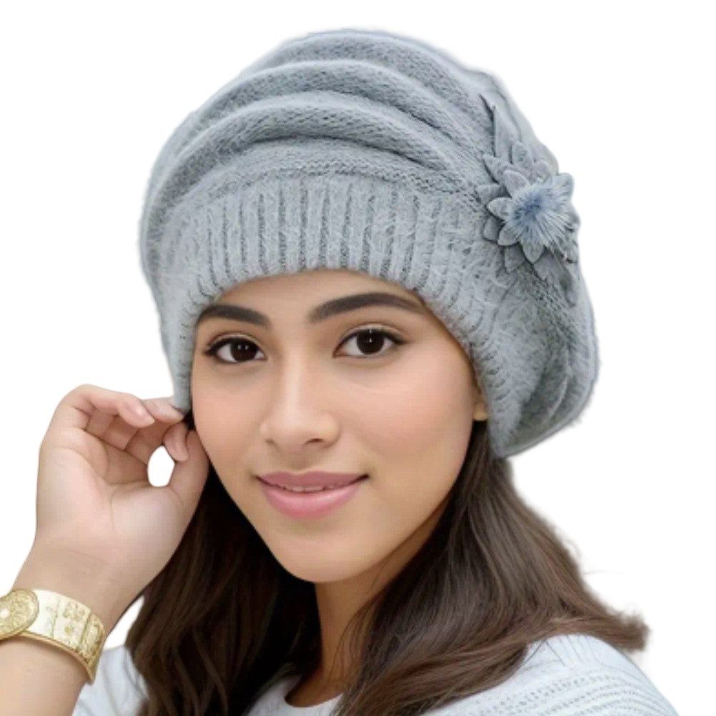 Coonoor Strickmütze Damen Wollmütze Baskenmütze Winter Warme Mütze Einheitsgröße(52-56cm)