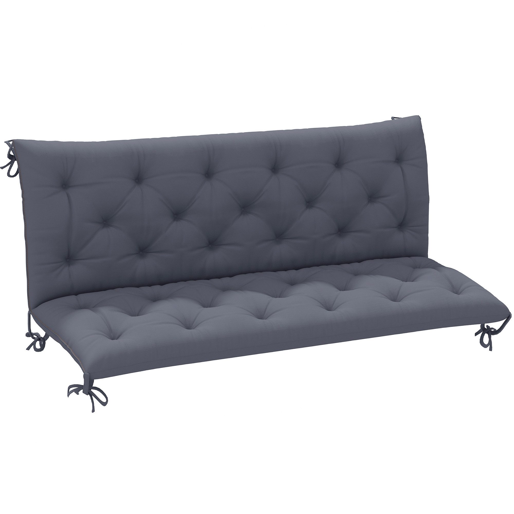 Outsunny Bankauflage 3 Sitzer, 150x98x8 cm, Bankkissen mit Bändern, Sitzkissen, (Set, 1 St., 1 Sitzkissen), für Gartenmöbel, Fensterbank Sitzbank, Hollywoodschaukel, Dunkelgrau