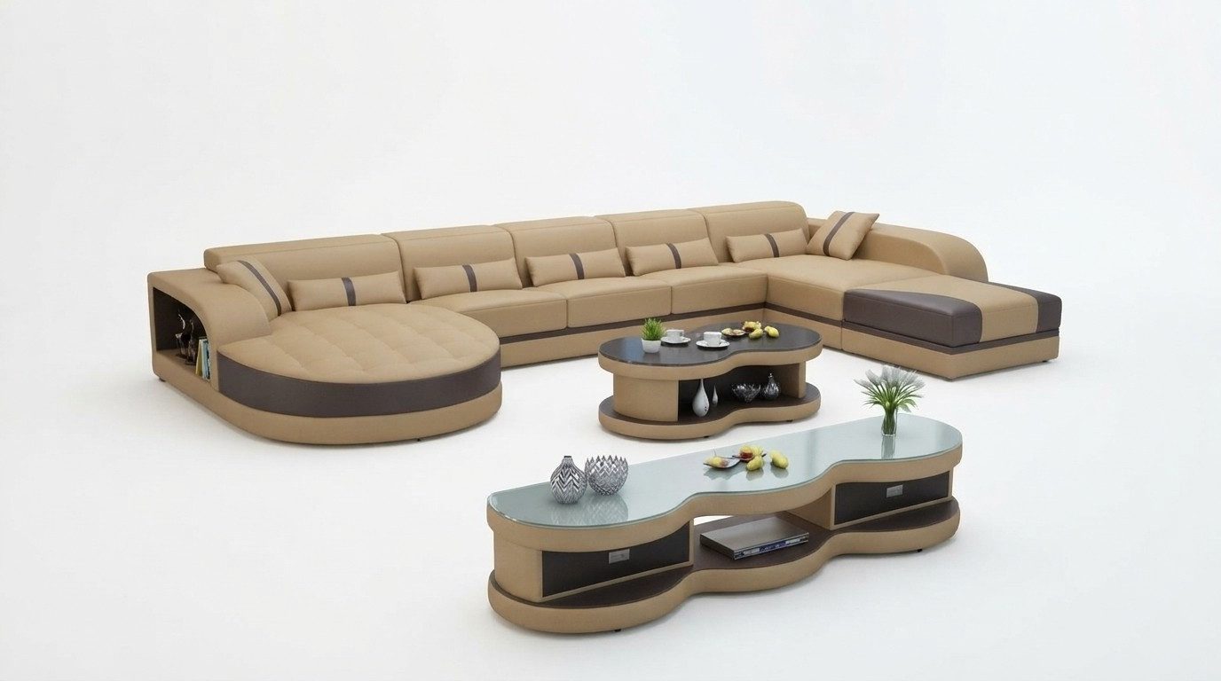 Xlmoebel Wohnlandschaft Elegante U-Form Couch aus hochwertigem Textil in modernem Design, Wohnlandschaft, Hergestellt in Europa