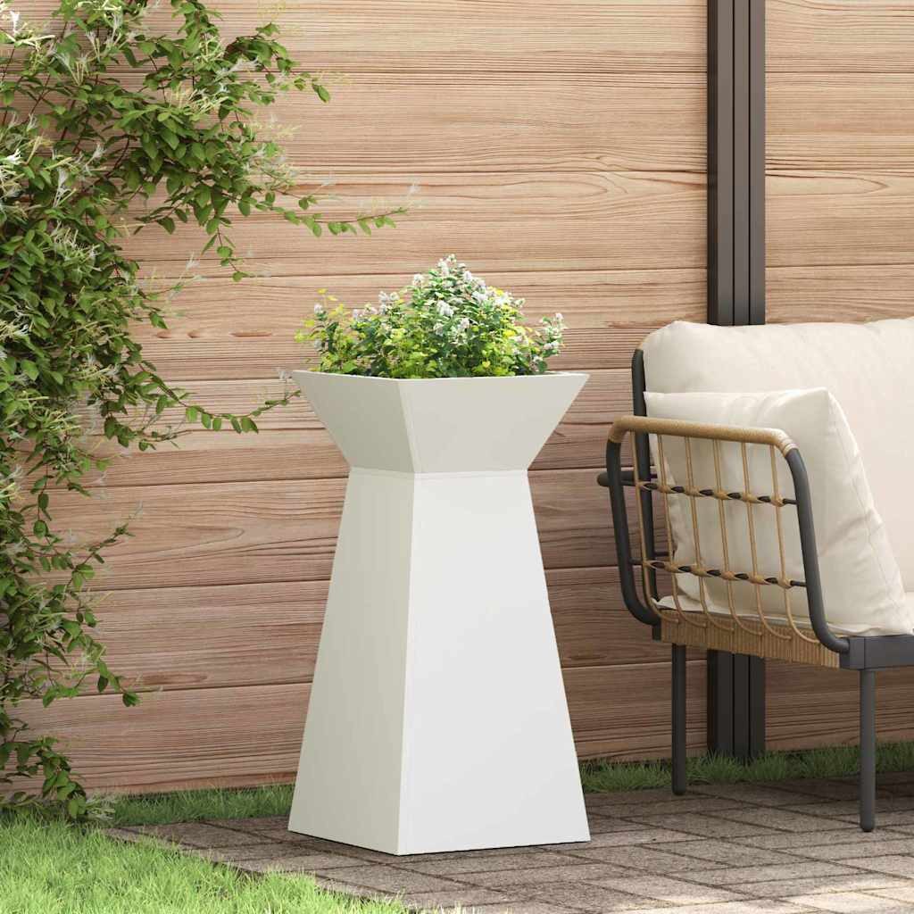 vidaXL Blumentopf Säulen Pflanzer 2 stk. Weiß 35 x 35 x 73 cm Kaltgewalzter Stahl (2 St)