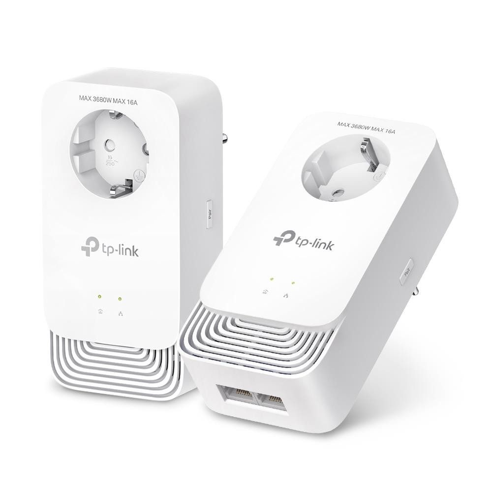 tp-link PG2400P KIT Netzwerk-Adapter, G.hn2400 Passthrough Powerline Adapter Kit mit Steckdose