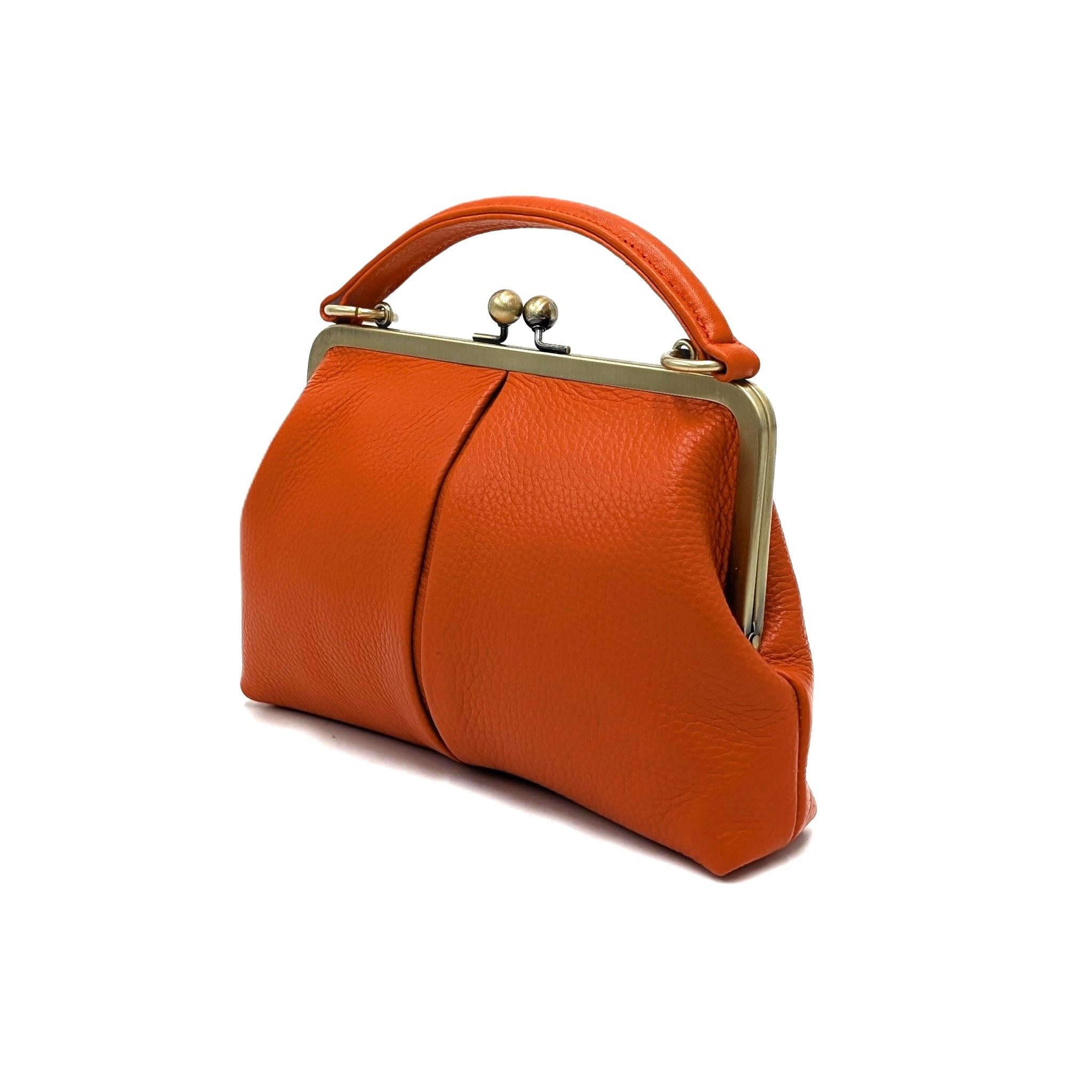 Taschenkinder Handtasche Damen Handtasche Leder "Kleine Olive", Umhängetasche, Vintage Stil., Echtleder Tasche mit Bügelverschluss