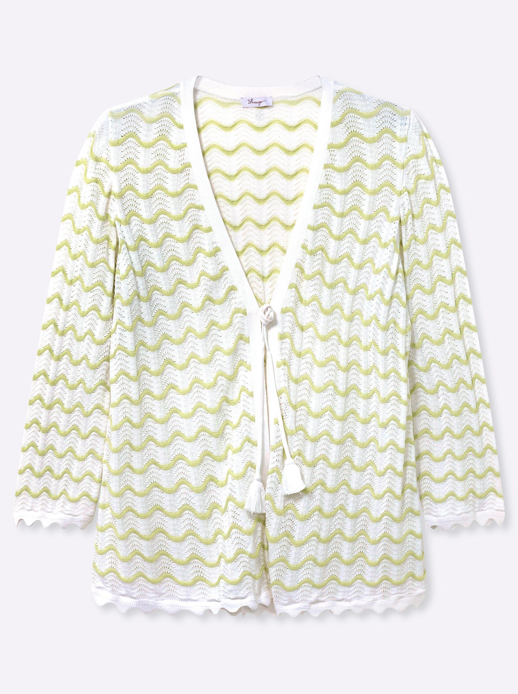 Strickjacke Cardigan Langarm Ajour