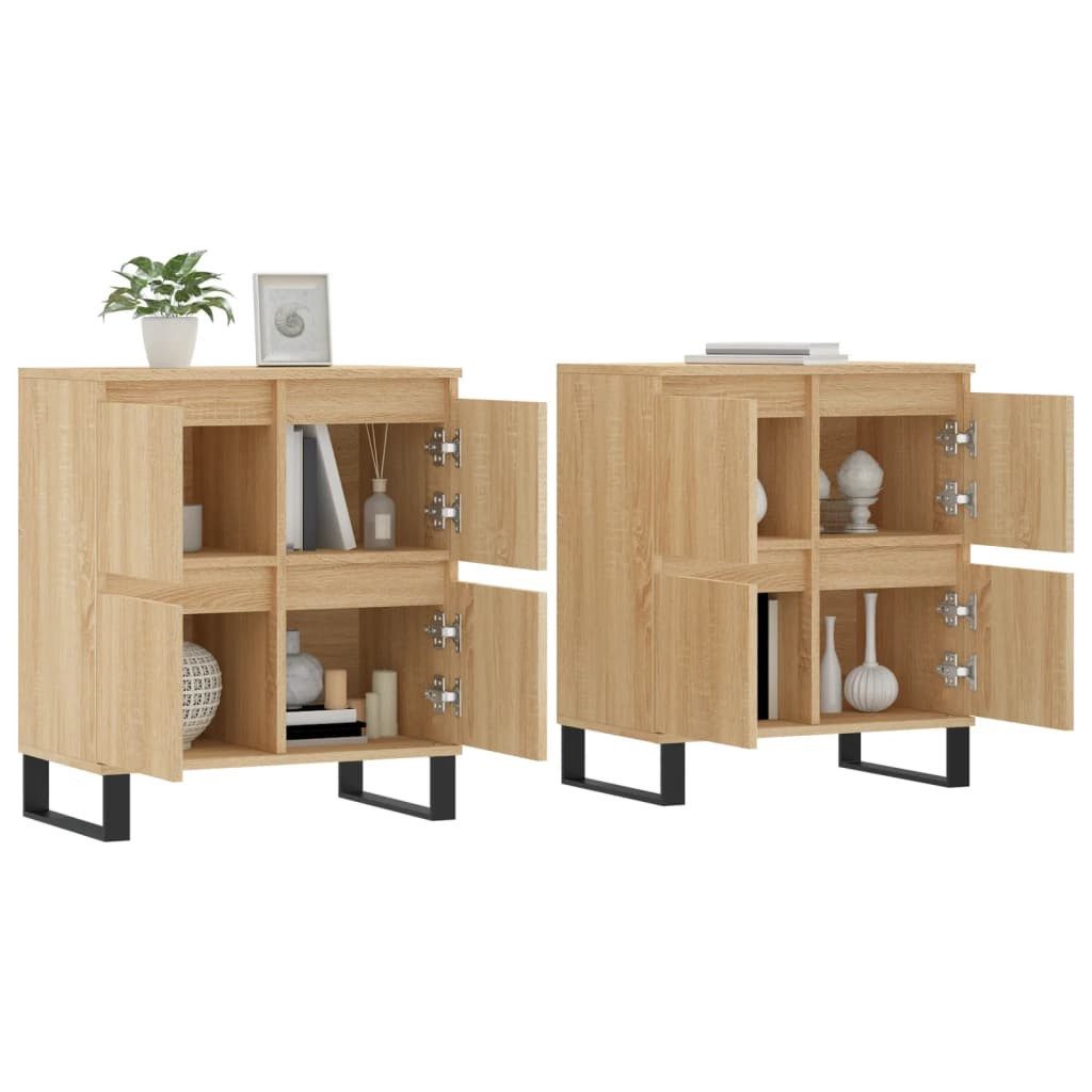 vidaXL Sideboard 2 Stück Sideboards 2 Stk Sonoma Eiche Spanplatte