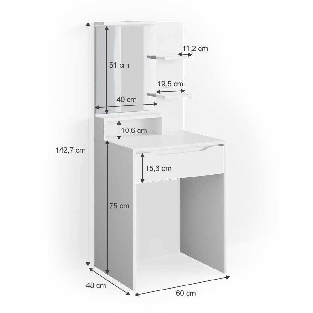 Vicco Schminktisch Ruben, Weiß, 60 cm (1-St)