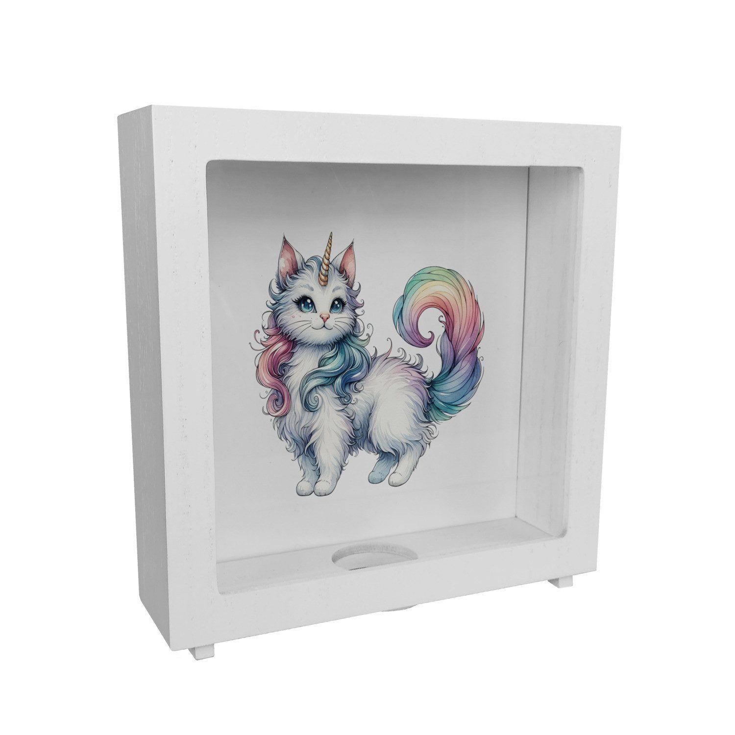 Spardose Einhorn-Katze Rahmen Spardose aus Holz