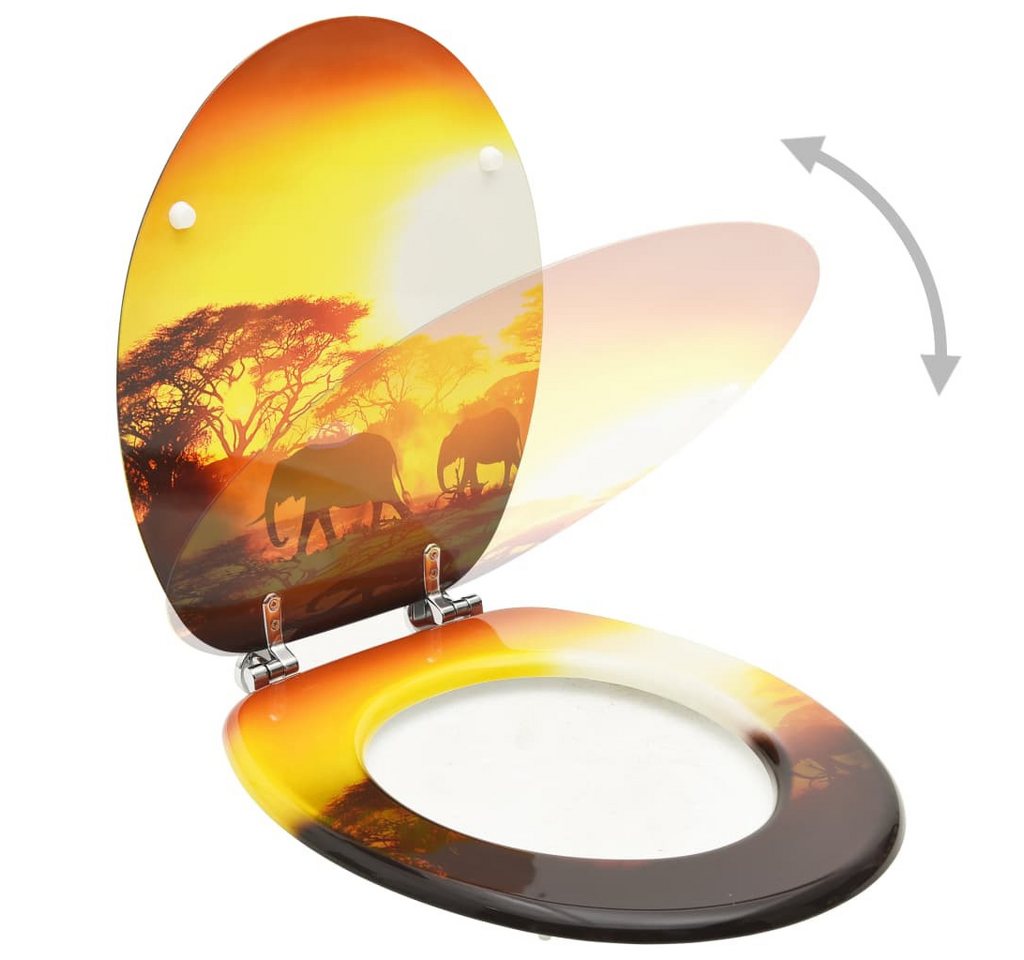 Thumbnail - vidaXL WC-Sitz Toilettensitz mit Deckel MDF Savanne Design (1-St)
