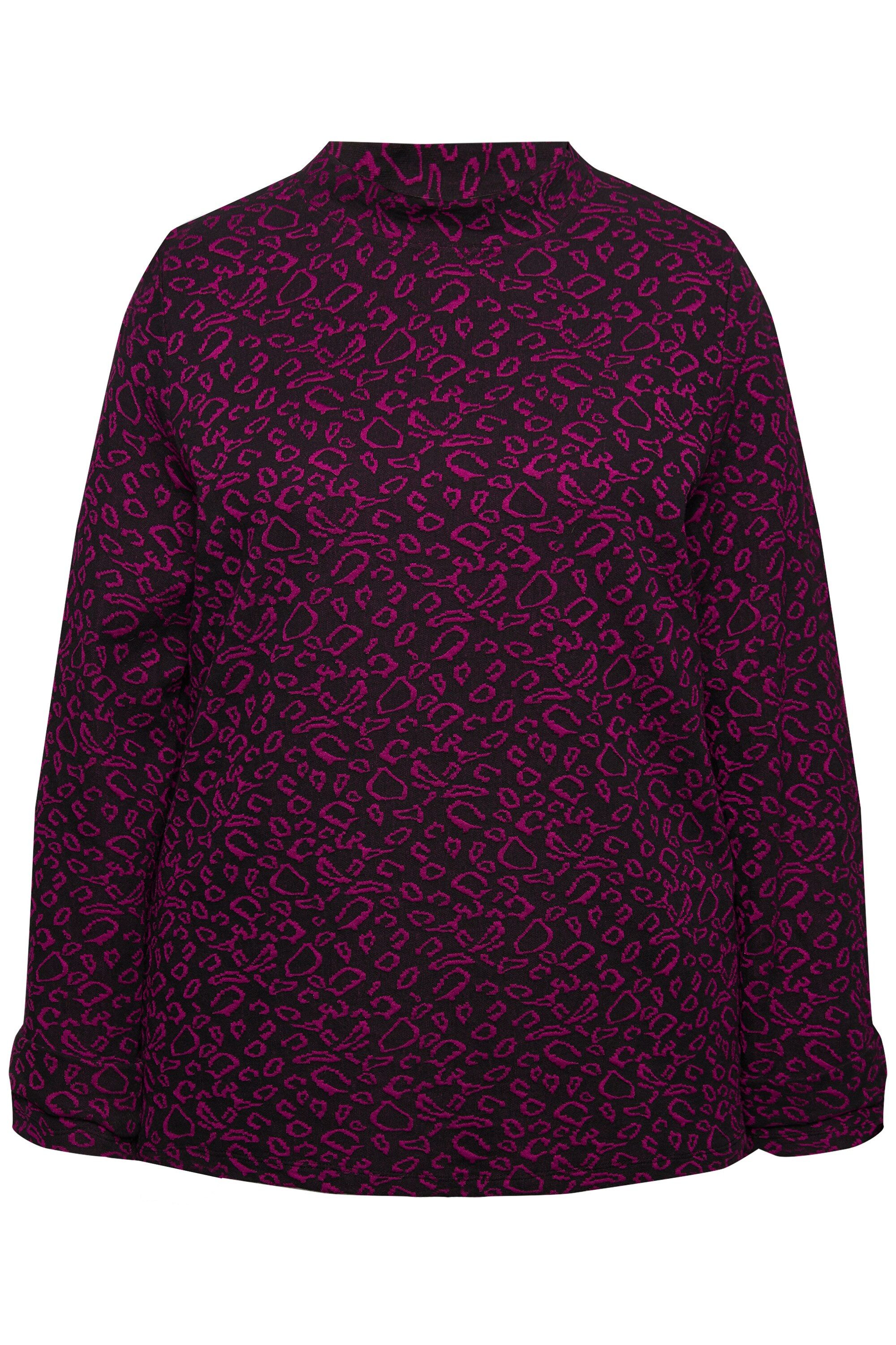 Ulla Popken Sweatshirt Sweatshirt Leomuster Stehkragen Langarm günstig online kaufen