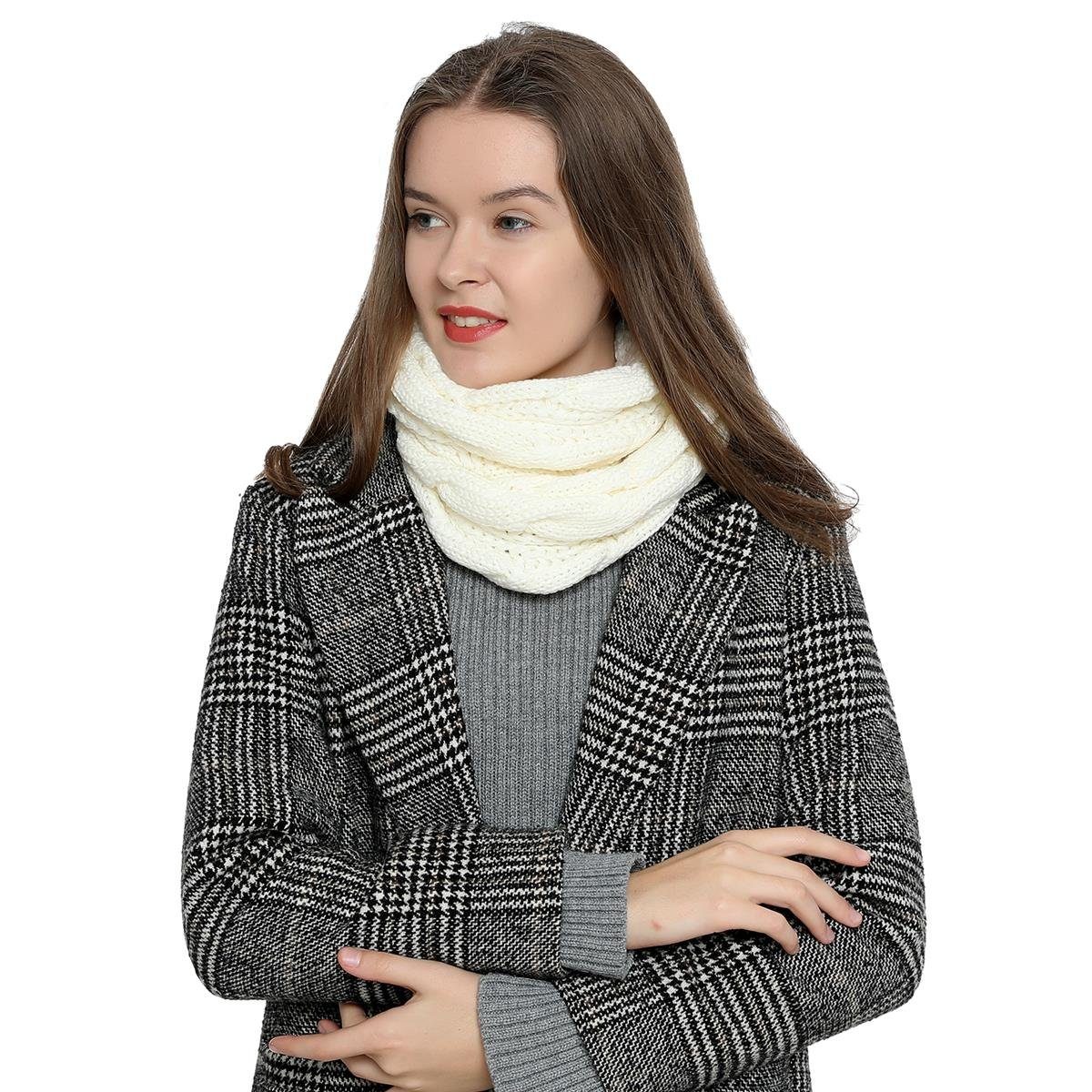 DonDon Schal Damen Winterschal Strickschal Schal, (1-St), Schlauchschal, warm und weich, Strickmuster