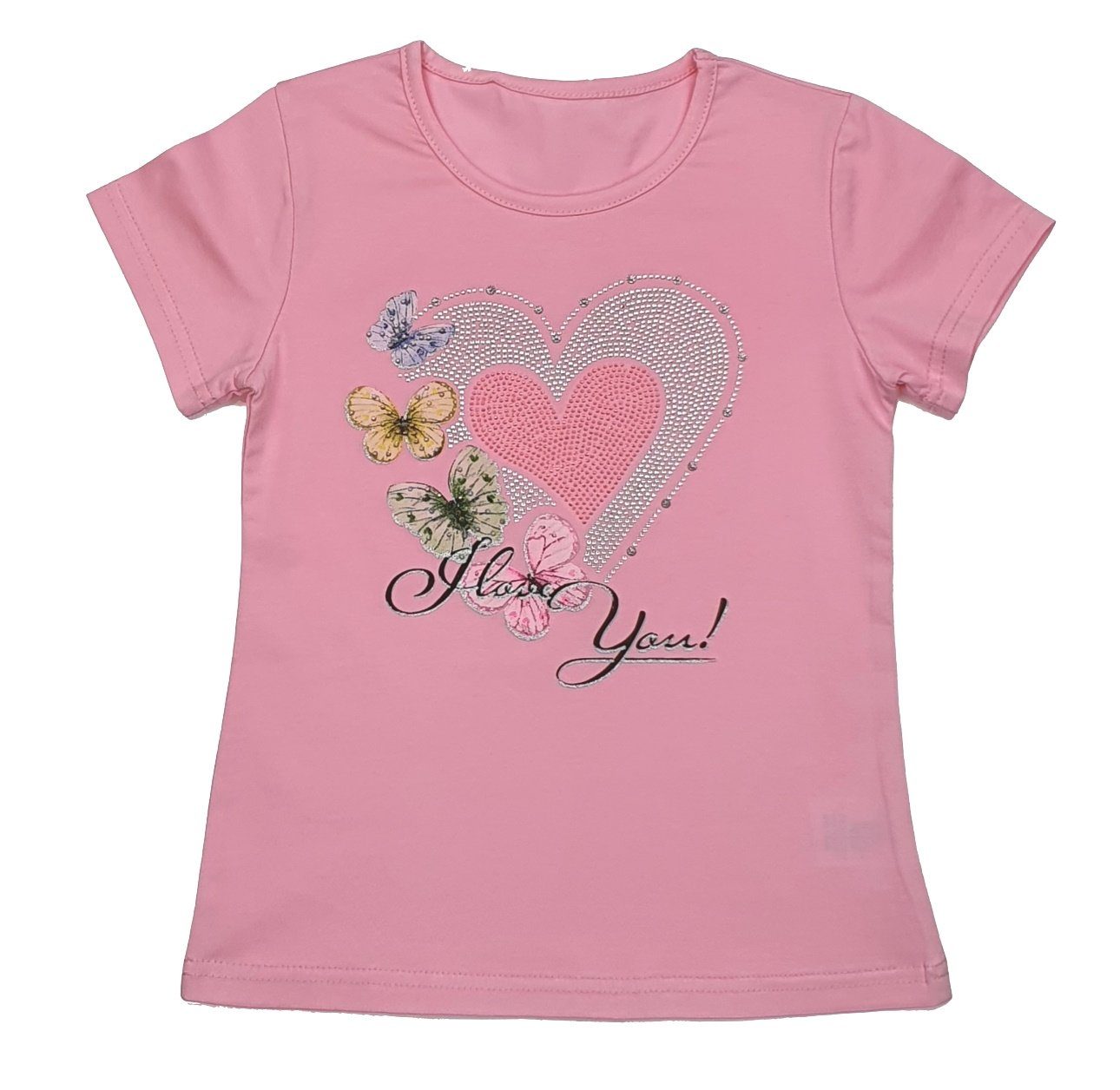 Girls Fashion T-Shirt Mädchen T-Shirt Sommer Shirt MS87 Rosa