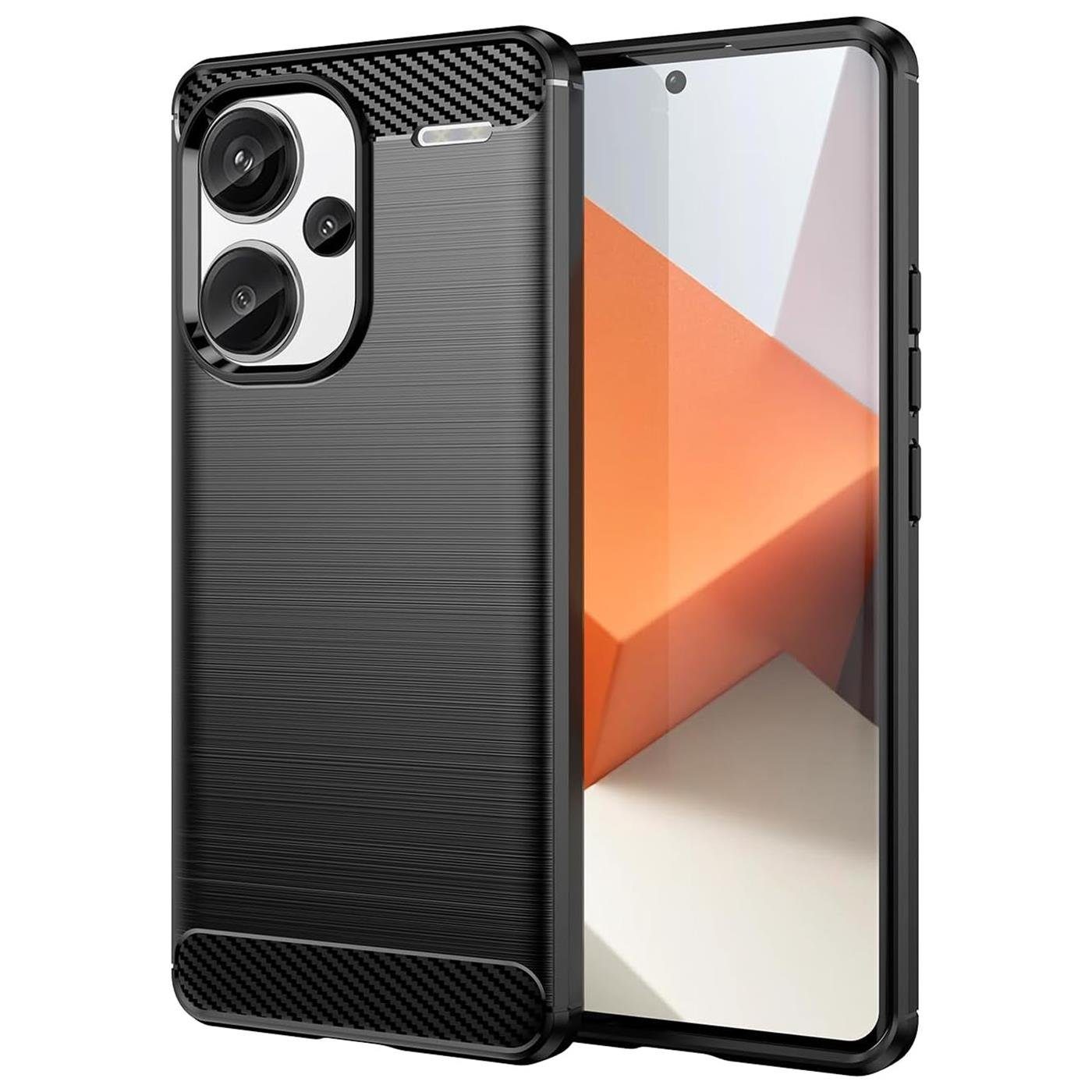CoolGadget Handyhülle Carbon Handy Hülle für Xiaomi Redmi Note 13 Pro+ 5G 6,67 Zoll, robuste Telefonhülle Case Schutzhülle für Redmi Note 13 Pro+ 5G Hülle