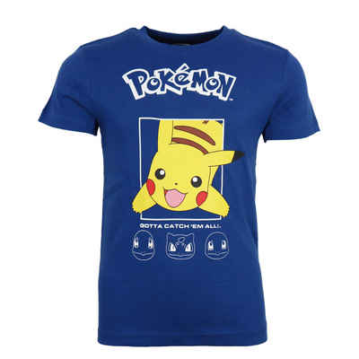 POKÉMON Print-Shirt Pokemon Pikachu Jungen T-Shirt Kurzarm Shirt Gr. 110 bis 152, 100% Baumwolle