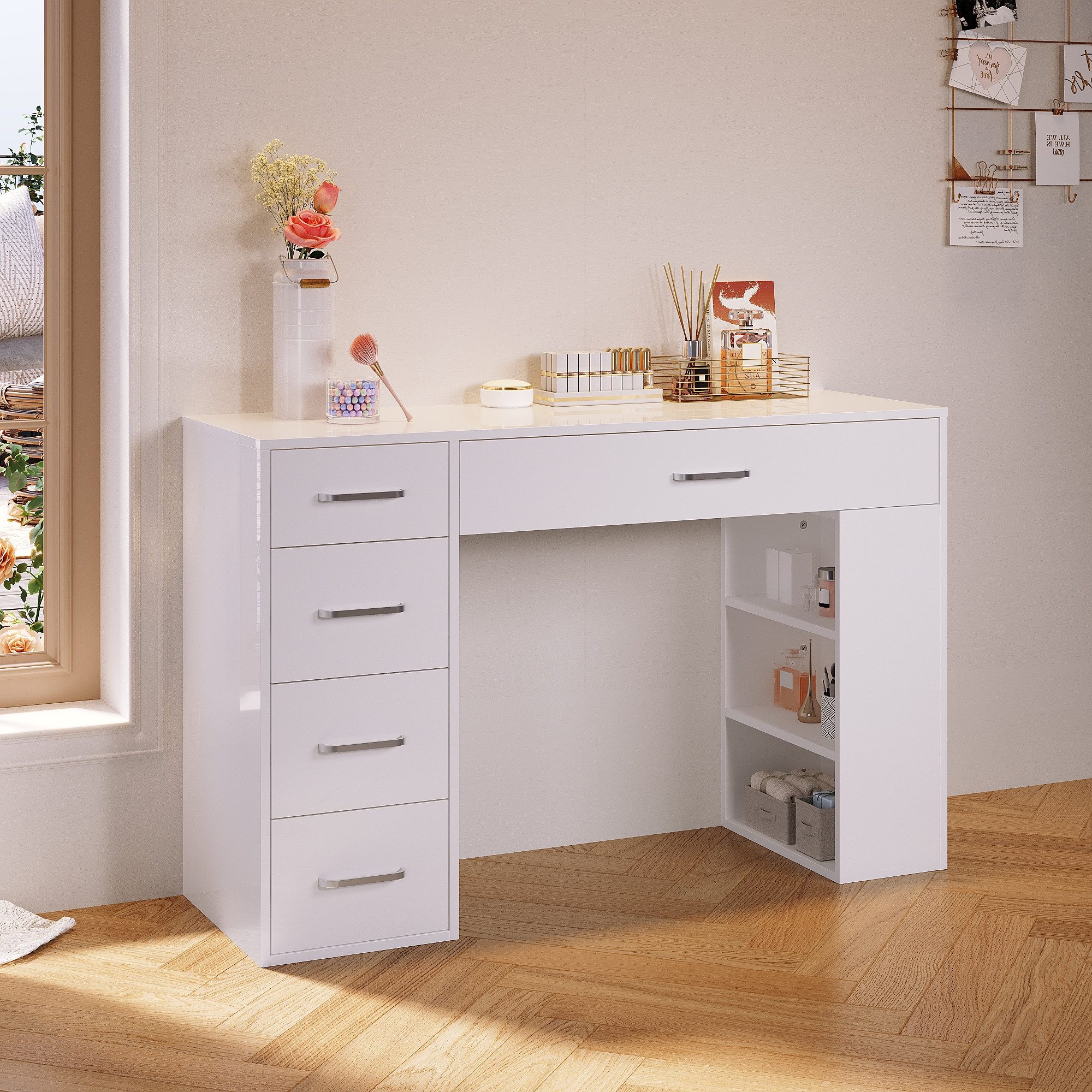 SONNI Schminktisch Schmink/Schreibtisch mit Mehrfach-Schubladen – Bild 3 von 5