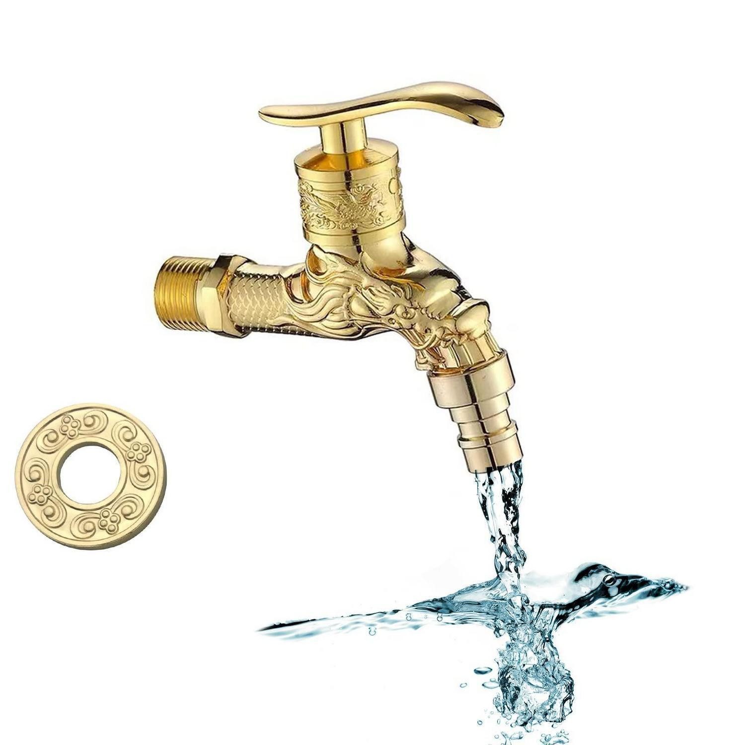 LuxusKollektion Unterputzarmatur Wasserhahn Drache geschnitzt Antik Messing Wandmontage (1-St)