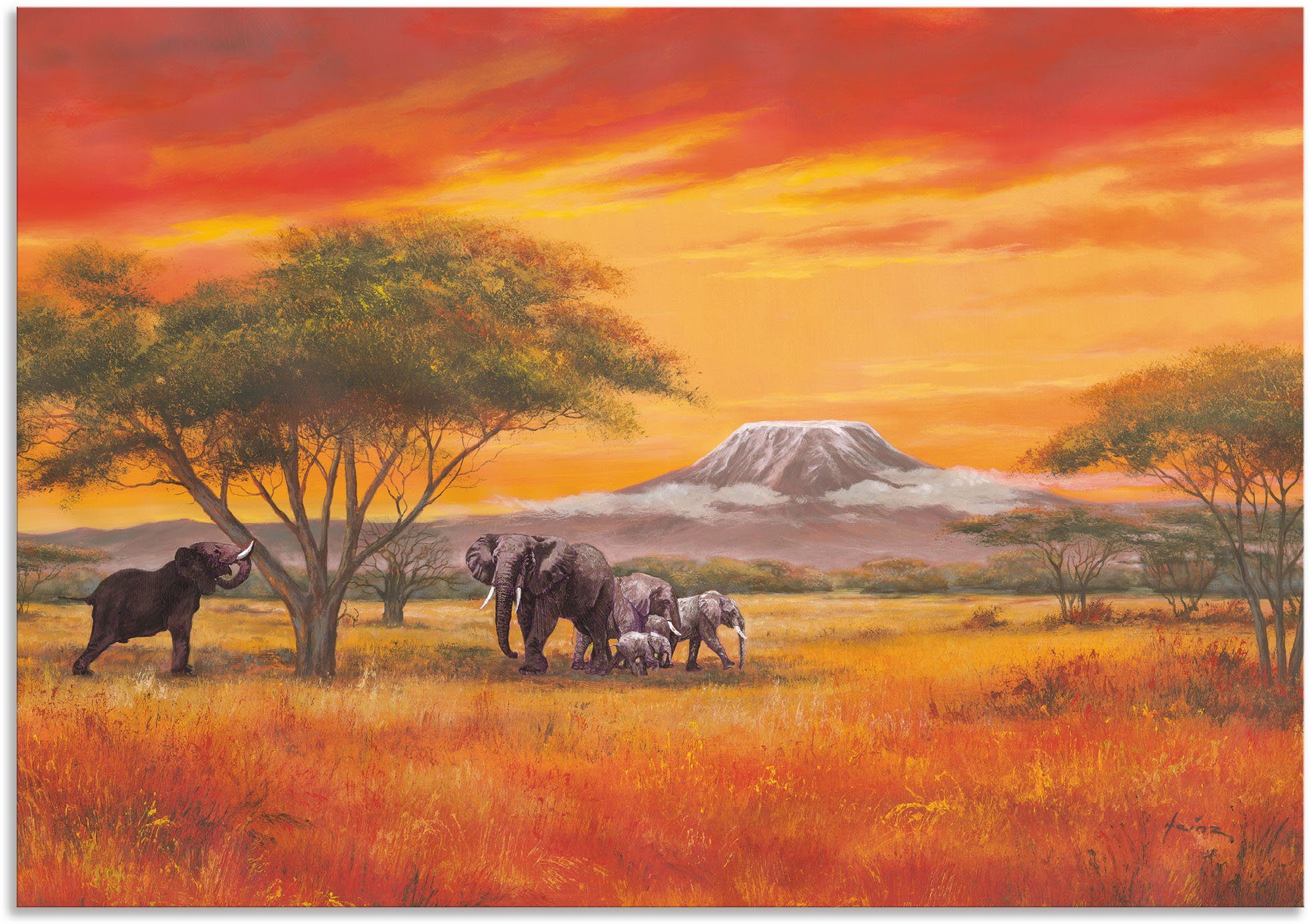 Artland Wandbild Elefanten, Elefanten Bilder (1 St), als Alubild, Outdoorbild, Leinwandbild, Poster, Wandaufkleber