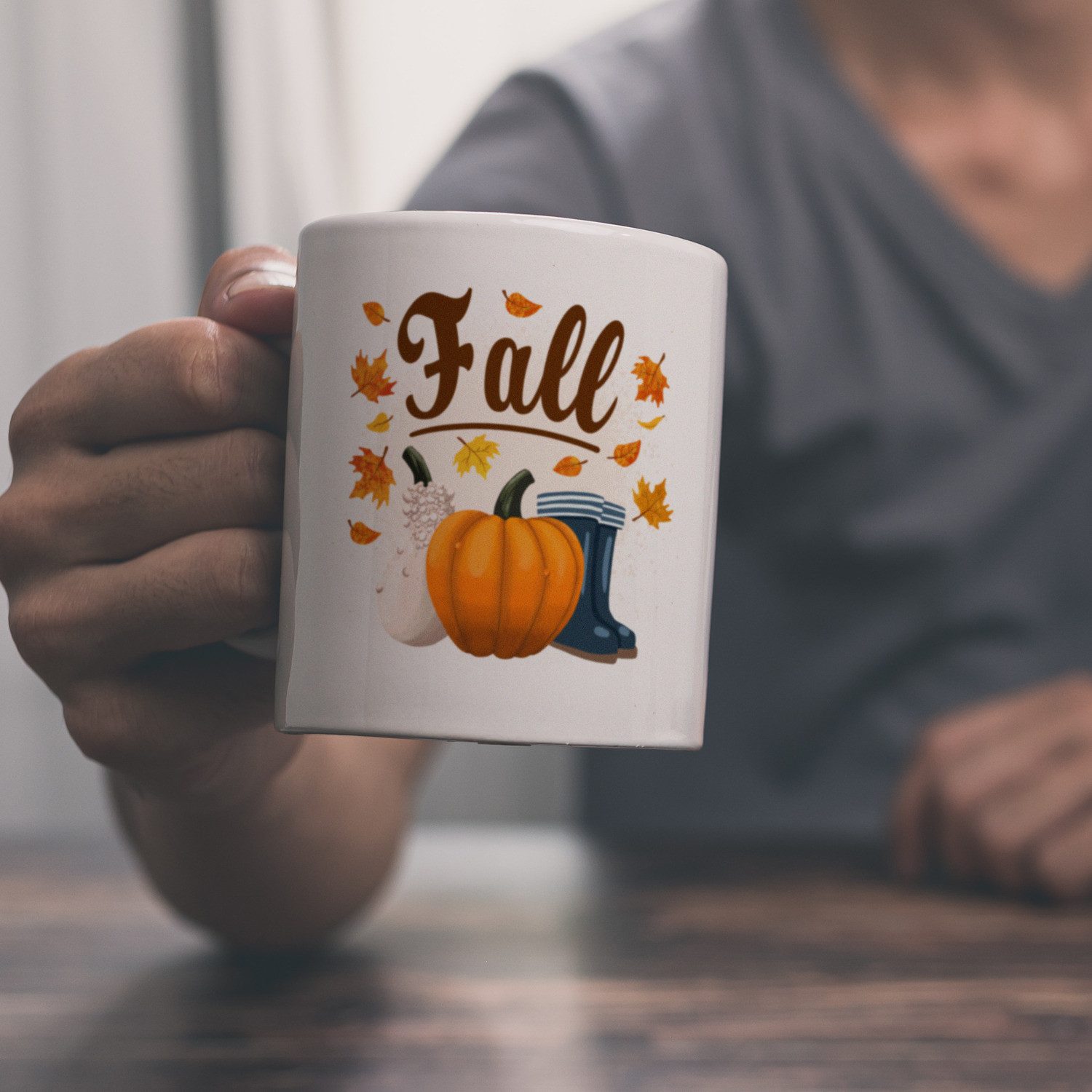 speecheese Tasse Fall Jahreszeit Herbst Kaffeebecher mit Kürbis und Laub