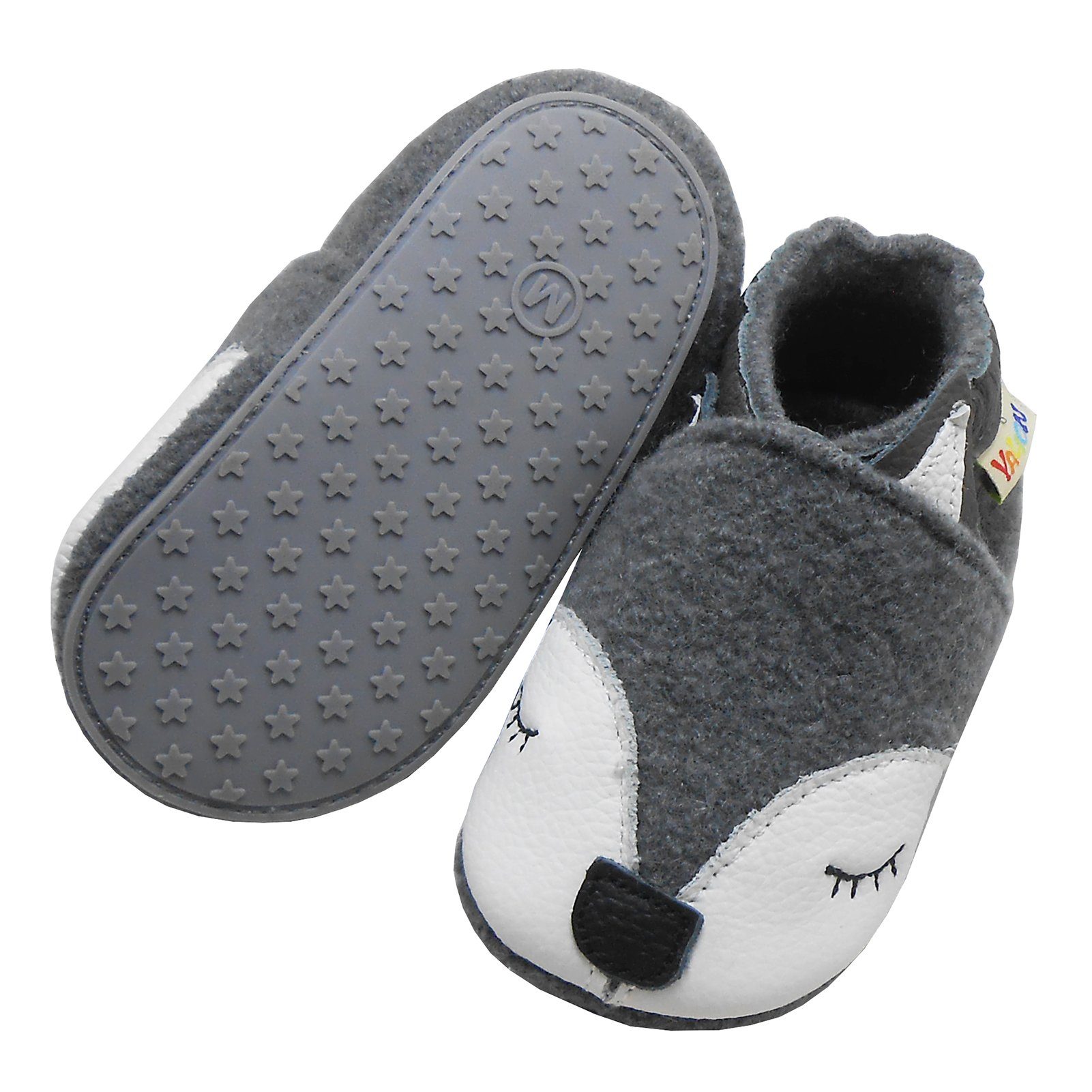 Krabbelschuh 100% grau Yalion fuchs, aus warm Hausschuhe halten Krabbelschuh Filz Schafwolle,