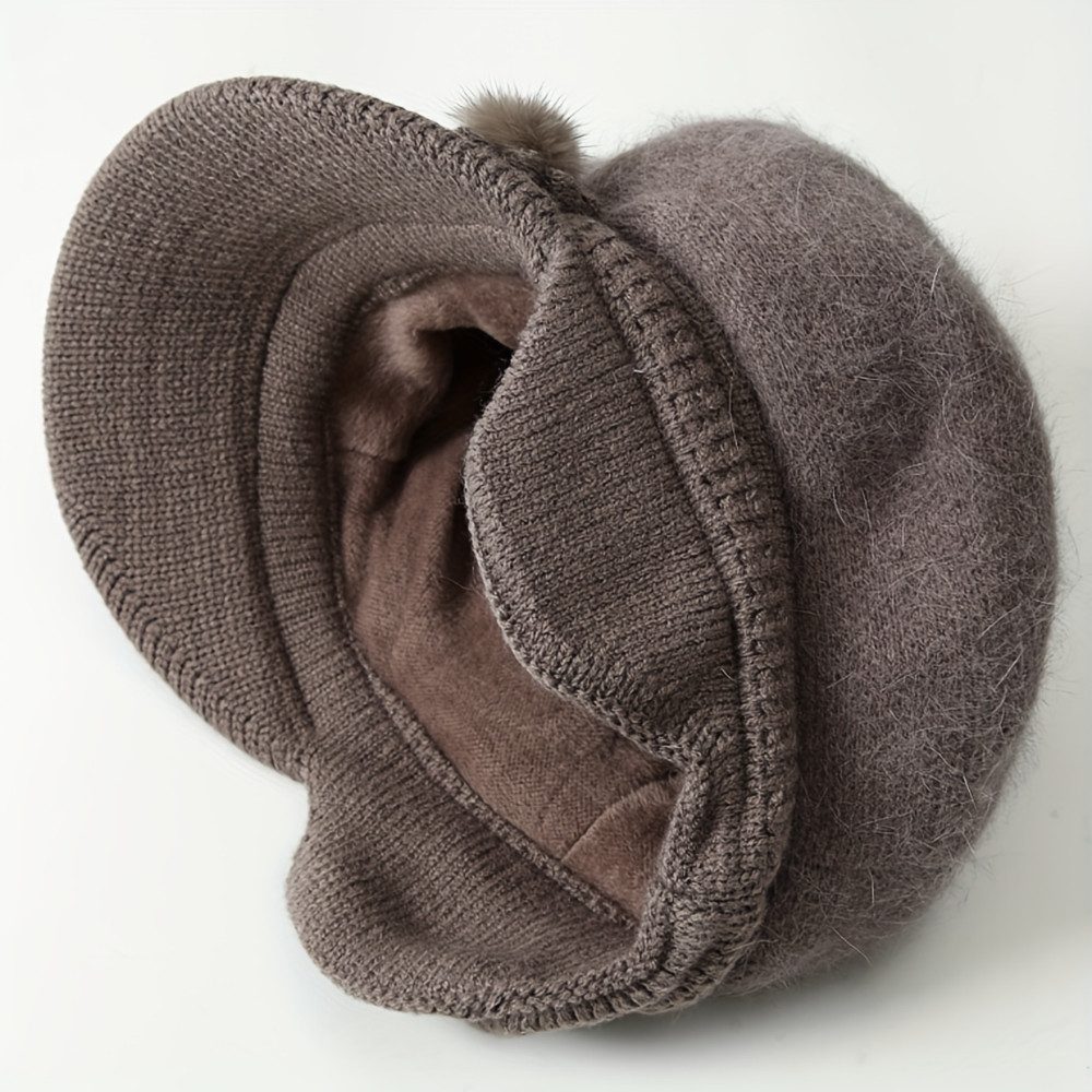 Blusmart Mütze & Schal Damen Wintermütze mit Schal Set (Warme gefütterte Beretmütze mit Blumenverzierung, 2-tlg., Elastische Strickmütze und Schlauchschal) Für  – Bild 5 von 5