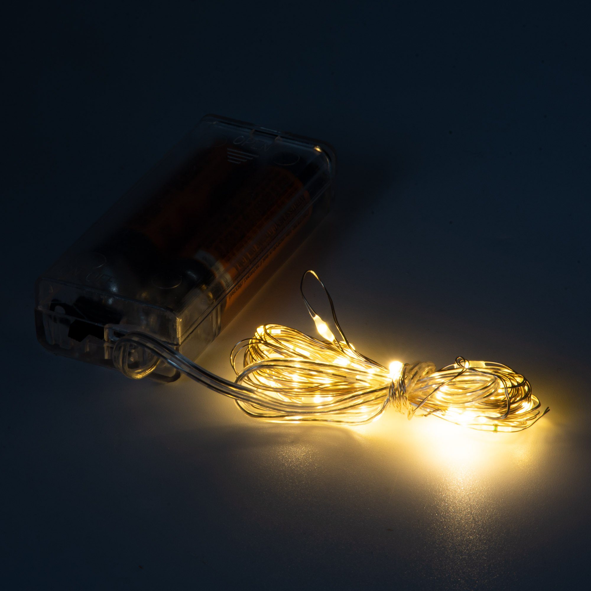 CEPEWA Lichterkette LED Lichterkette Timer Micro Warmweiß LED, Drahtlicht, Mikro, Batterie, 10, 20, 40