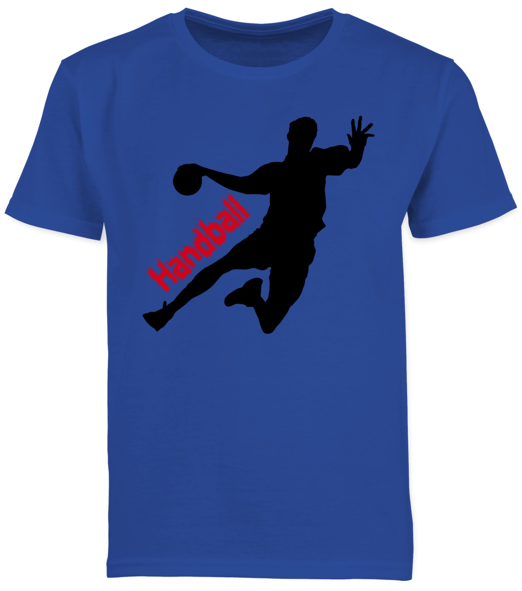 Kleidung Handballer 1 Shirtracer Schriftzug Sport T-Shirt mit Royalblau Kinder