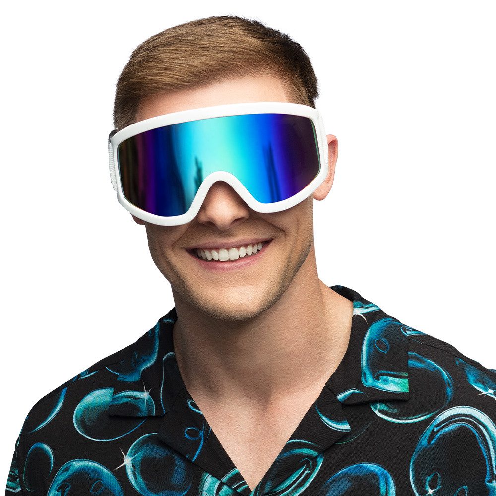 Boland Verkleidungsmaske Neon Party Skibrille zum 80er Jahre Kostüm, UV