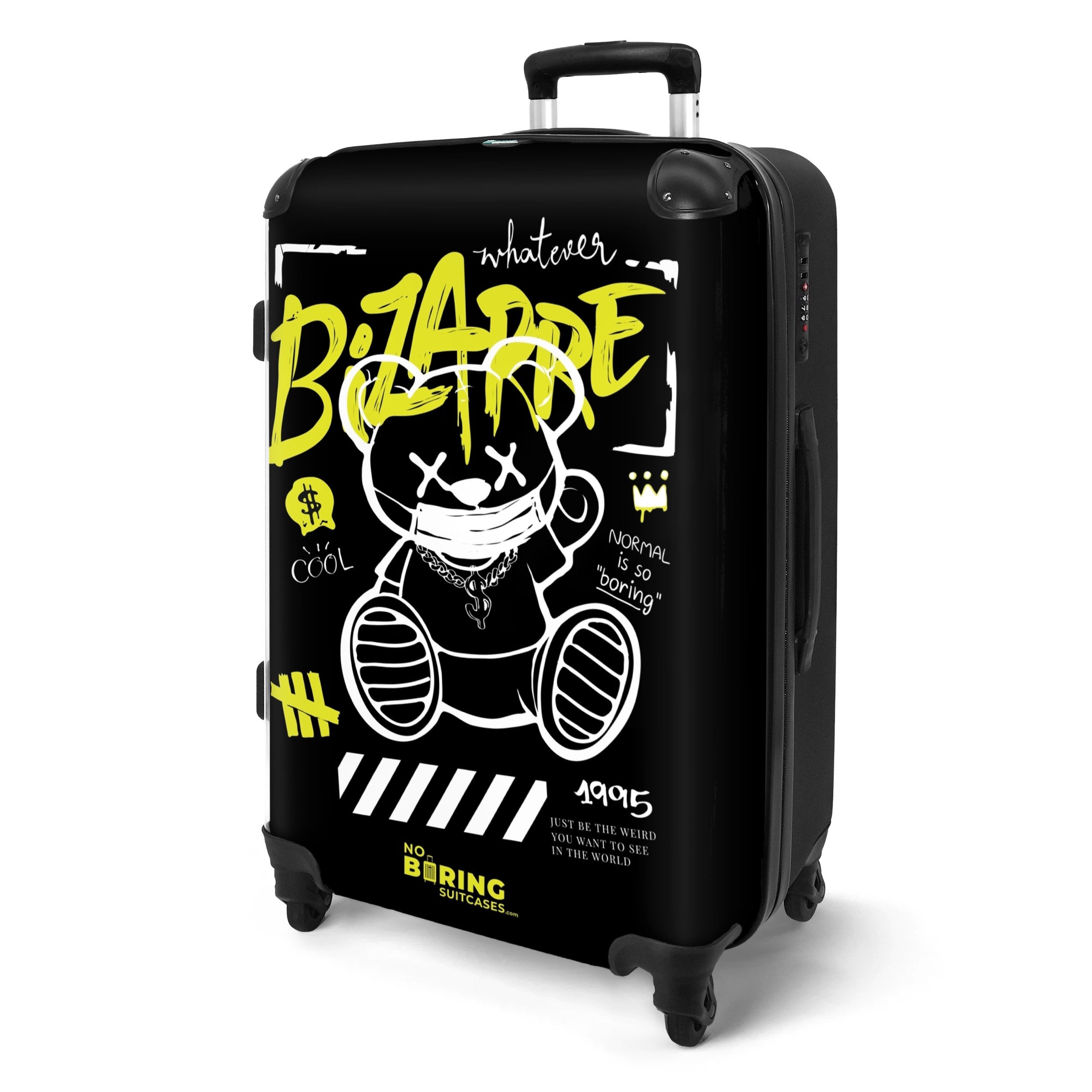 NoBoringSuitcases.com© Hartschalen-Trolley Cartoon-Bär mit Maske als günstig online kaufen