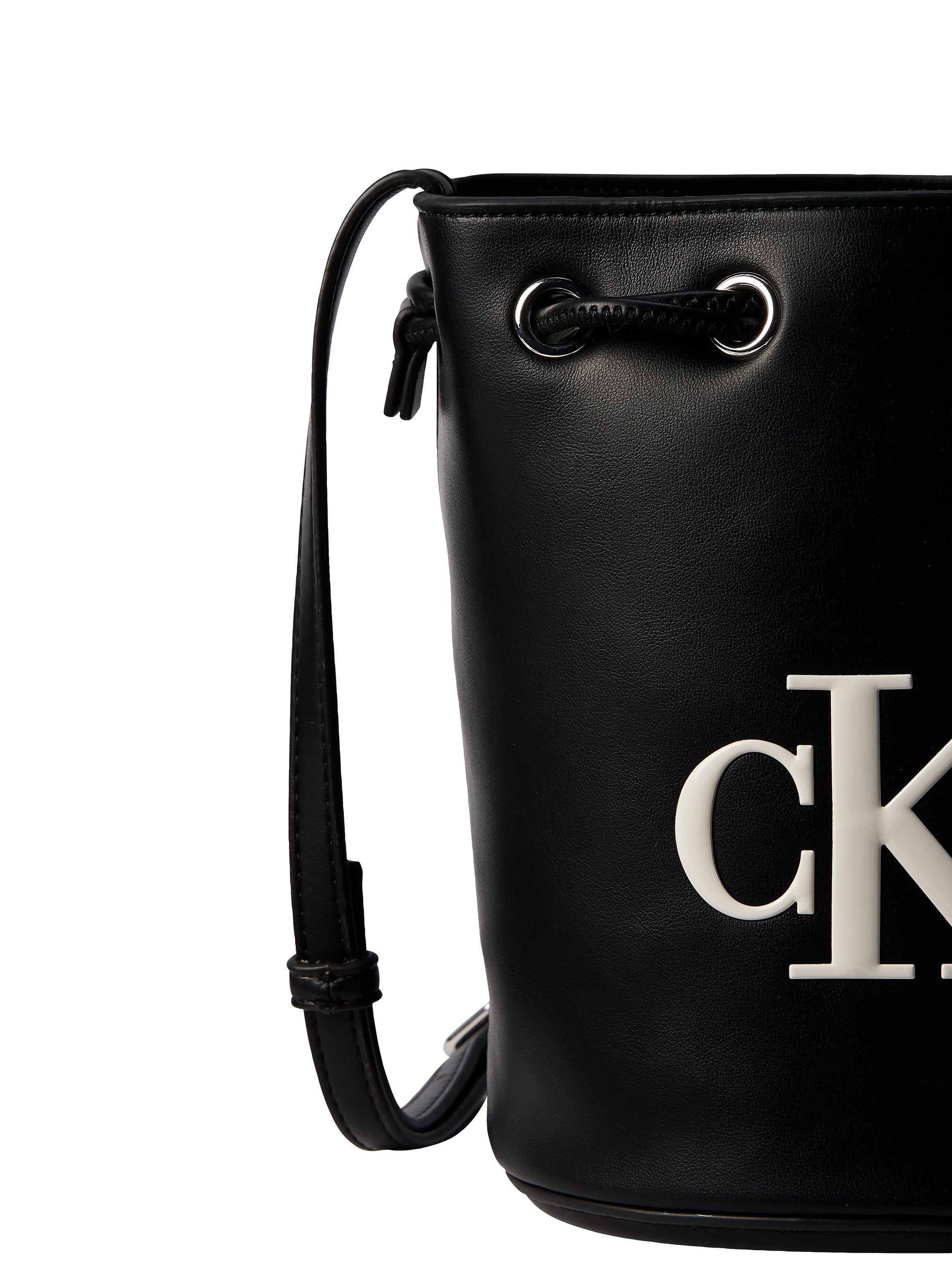 Calvin Klein Beuteltasche BOLD CK SMALL BUCKET BAG, Damen Umhängetasche, Schultertasche mit CK-Logo