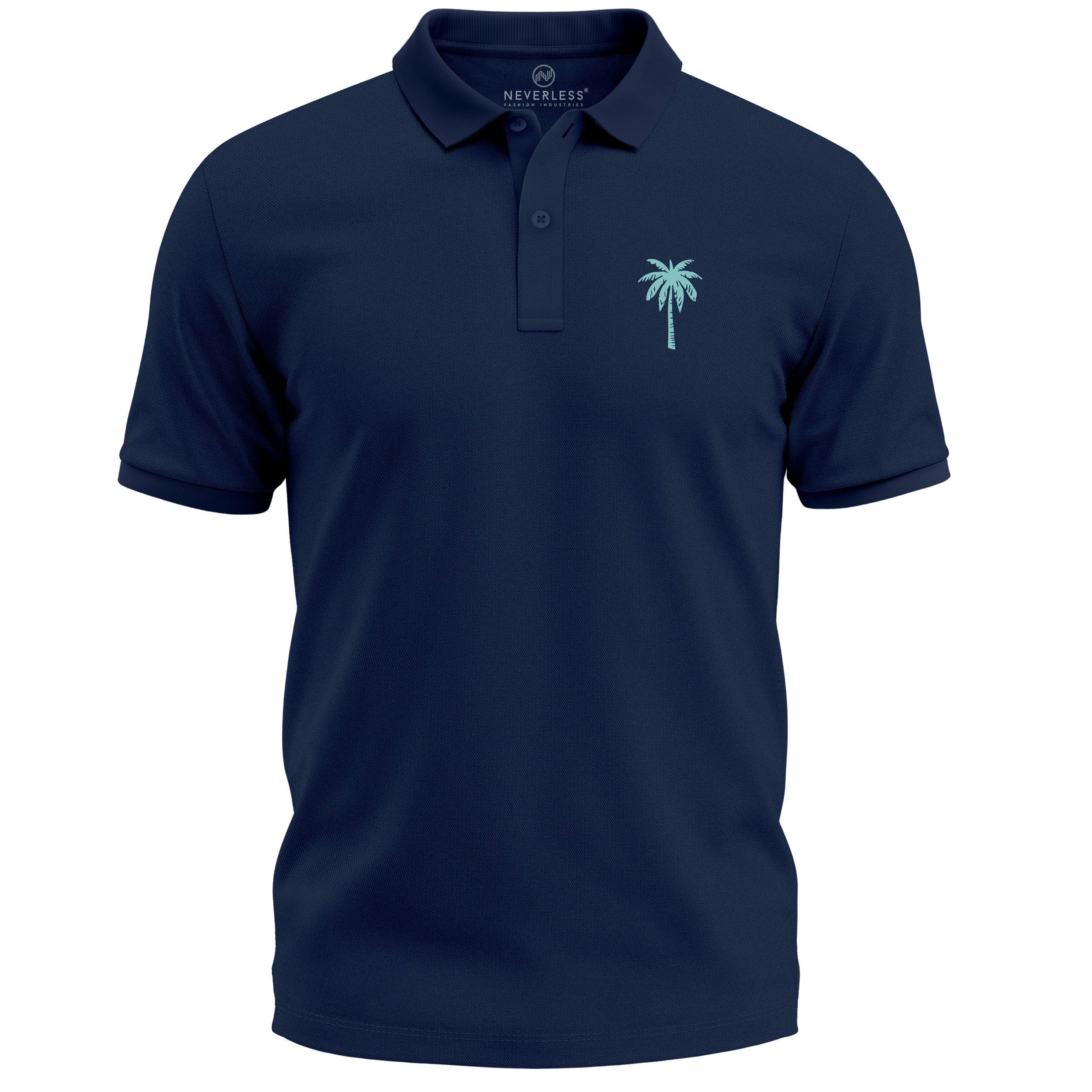 Neverless Poloshirt Poloshirt Herren mit Palmen-Logo Kurzarm Polo Sommer Ca günstig online kaufen
