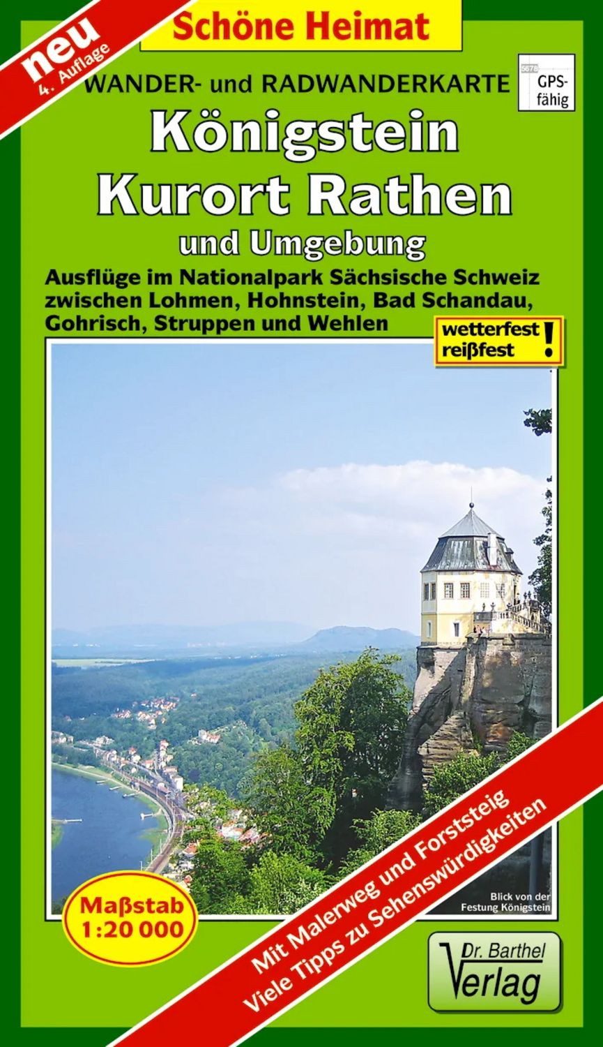 Radwander- und Wanderkarte Königstein, Kurort Rathen und Umgebung Ausf / Verlag Barthel