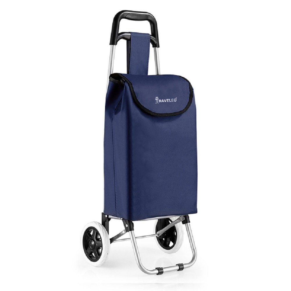 Cheffinger Einkaufstrolley 27L Einkauf Trolley Einkaufswagen Shopping Trolley Tasche Aluminium Hellblau