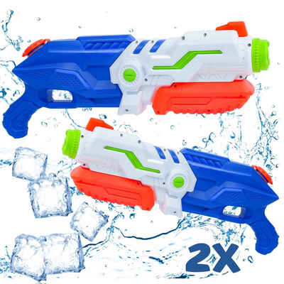 Clanmacy Wasserpistole 2x Wasserpistole Wasserspritzpistole 11M Kanone Pistole Spielzeug (2-tlg), Reichweite: 8-11 Meter