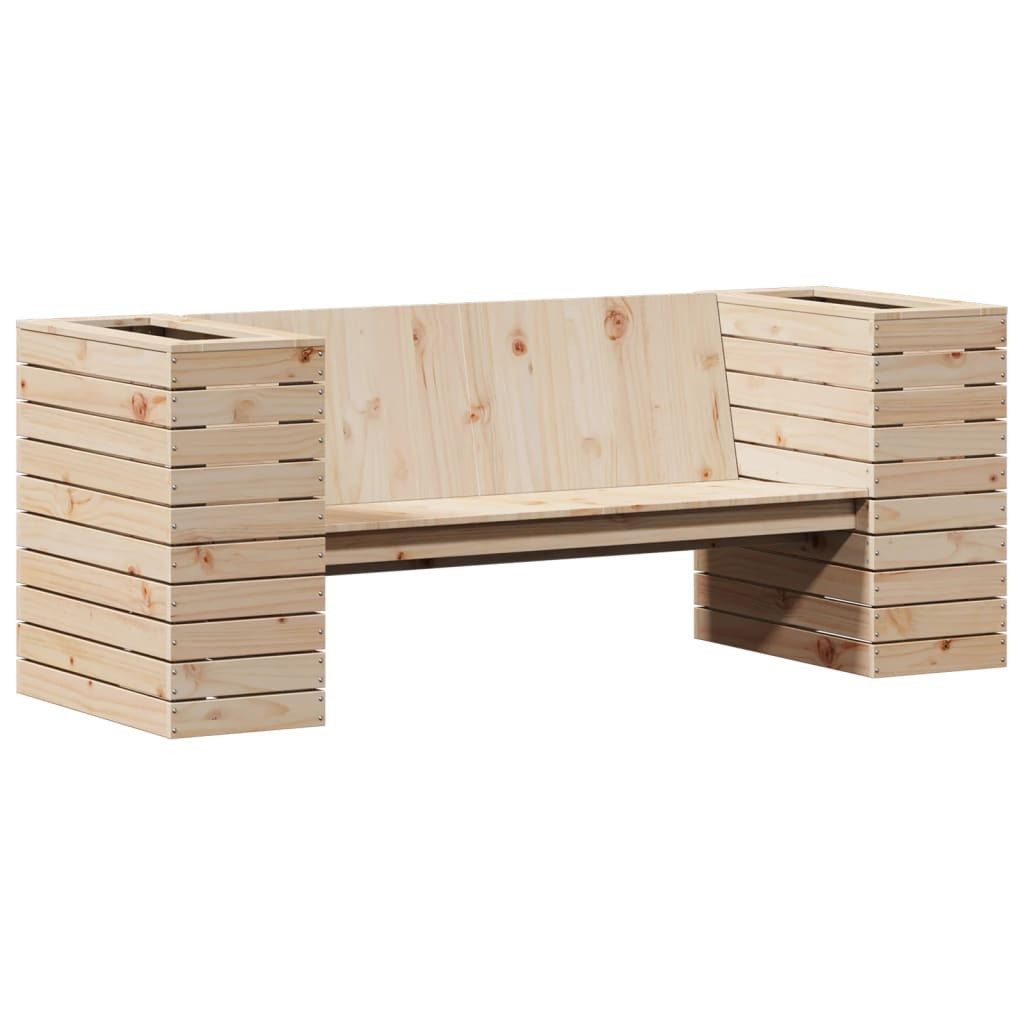 Gartenbank Gartenbank Holzbank 2 Sitzer mit Pflanzkübeln 167,5x60x65 cm Massivhol