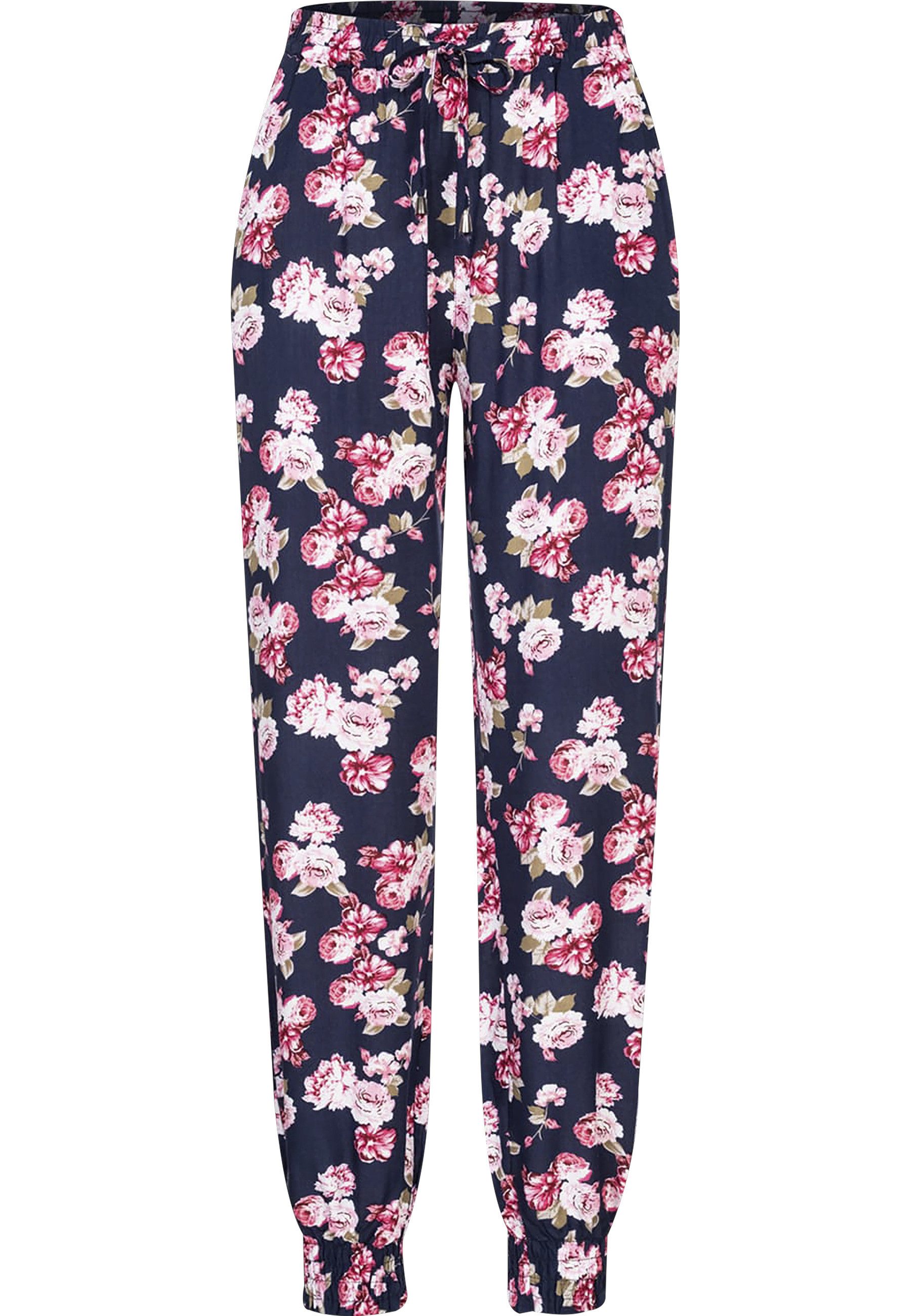 CLOUD 5IVE Stoffhose CLOUD 5IVE Viskose Hose mit Bündchen 2-Pockets & Blumen Print (1-tlg)