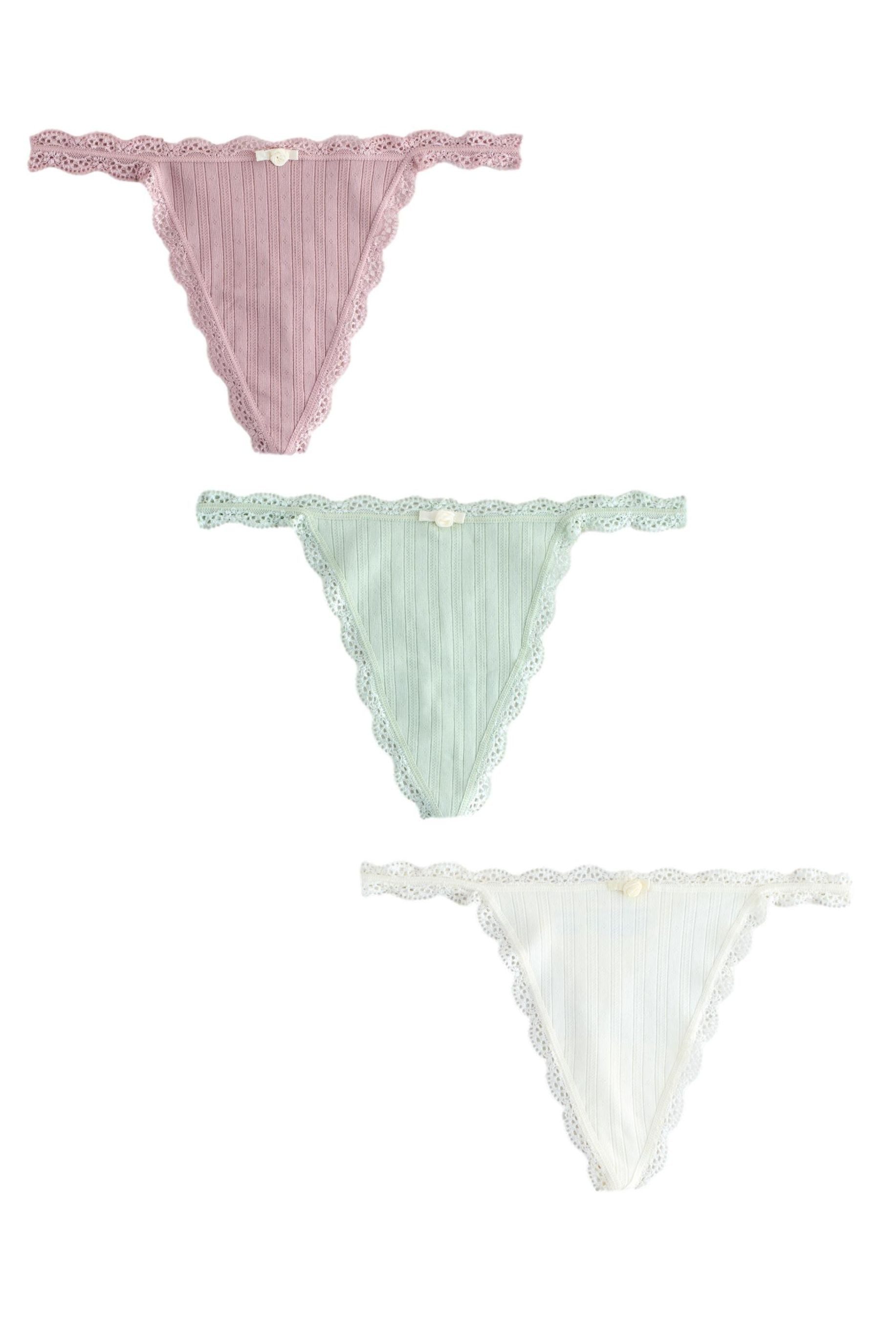 String Nahtlose Lochspitzen-Slips im 3er-Pack, Tanga