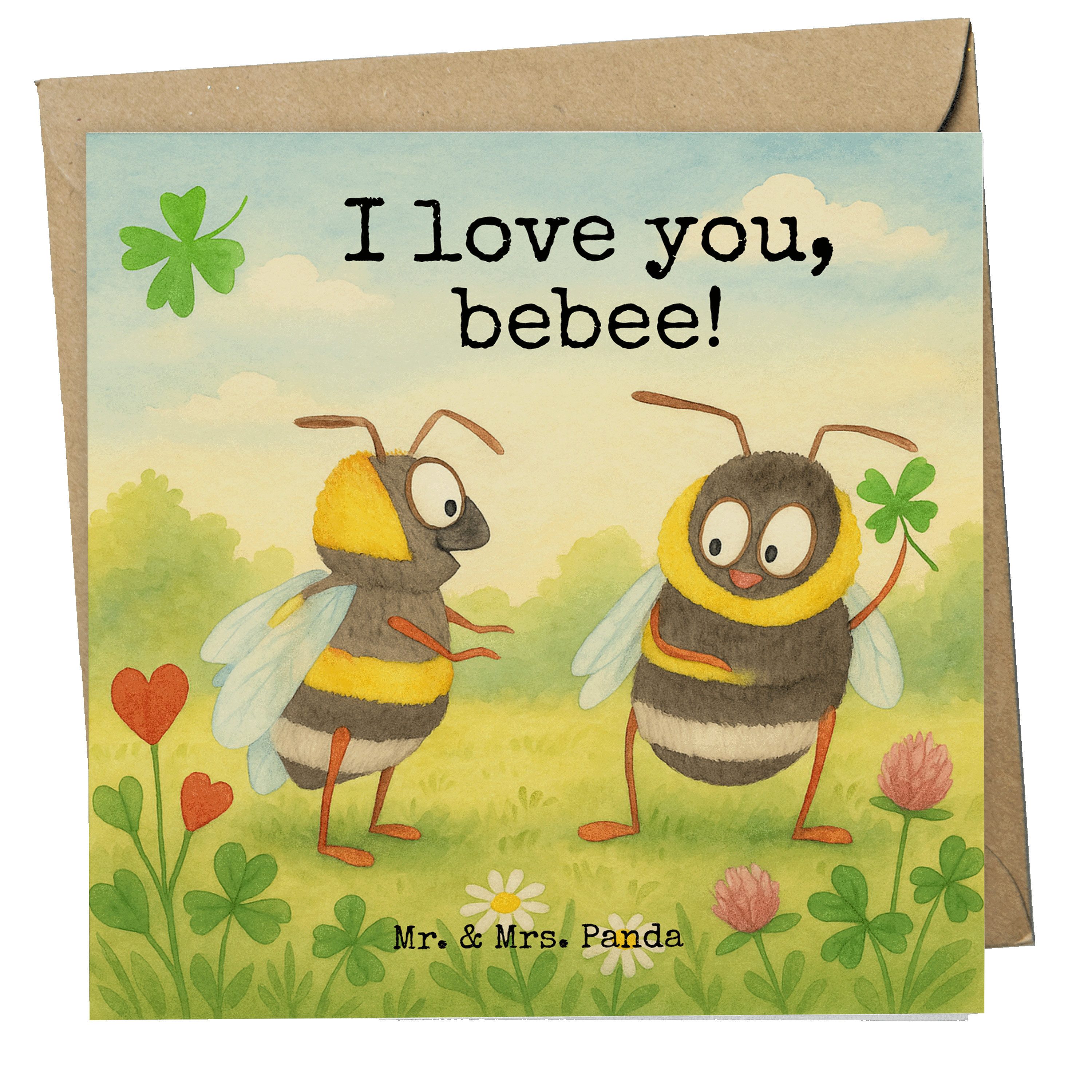 Mr. & Mrs. Panda Grußkarte Bienen Paar Design, Glückwunschkarte, Weiß, Glückwunschkarte, Valenti, faltkarte Liebesbeweis für Ehemann