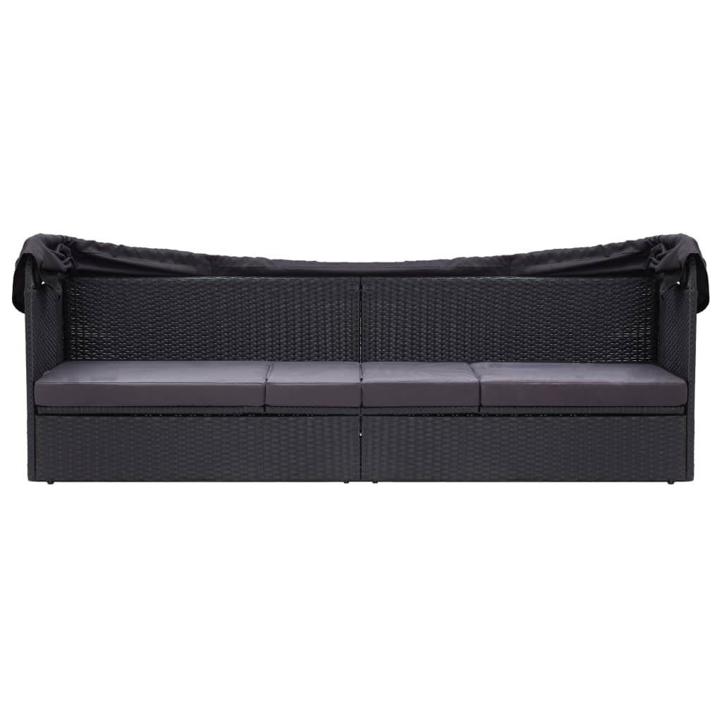 furnicato Gartenliege Outdoor-Sofabett mit Dach Poly-Rattan günstig online kaufen