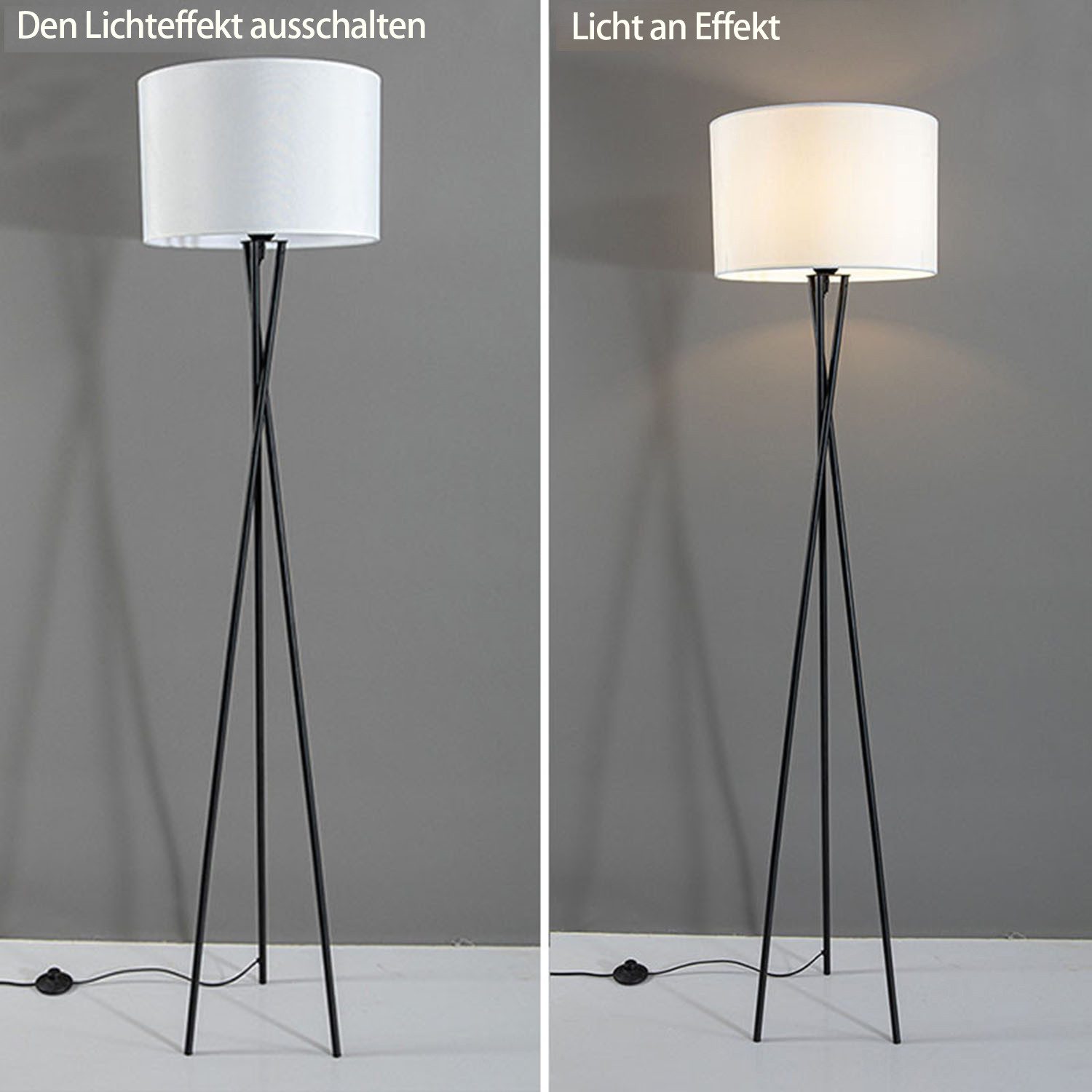 OYLCDI Stehlampe LED Stehlampe dimmbar Wohnzimmer Leselampe schwarz Standleuchte, 9W LED-Leuchtmittel,Stehlampe, Stehleuchte 165cm, mit Fußschalter, Leuchtmitte – Bild 4 von 5