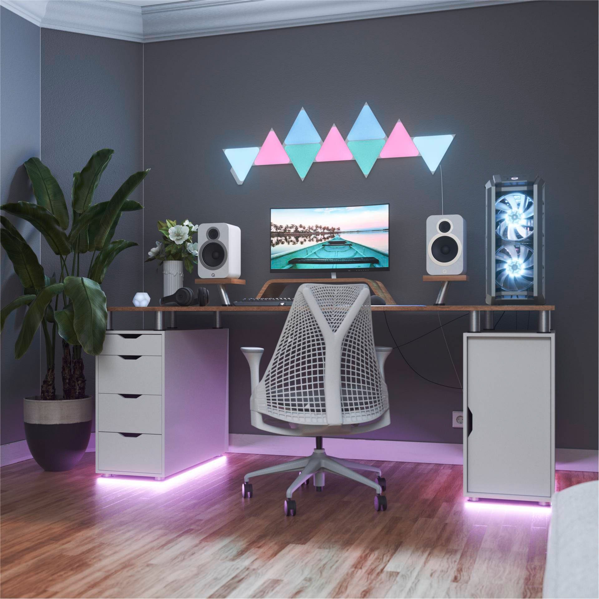 LED fest integriert, nanoleaf Panel Dimmfunktion, Triangles, LED Farbwechsler