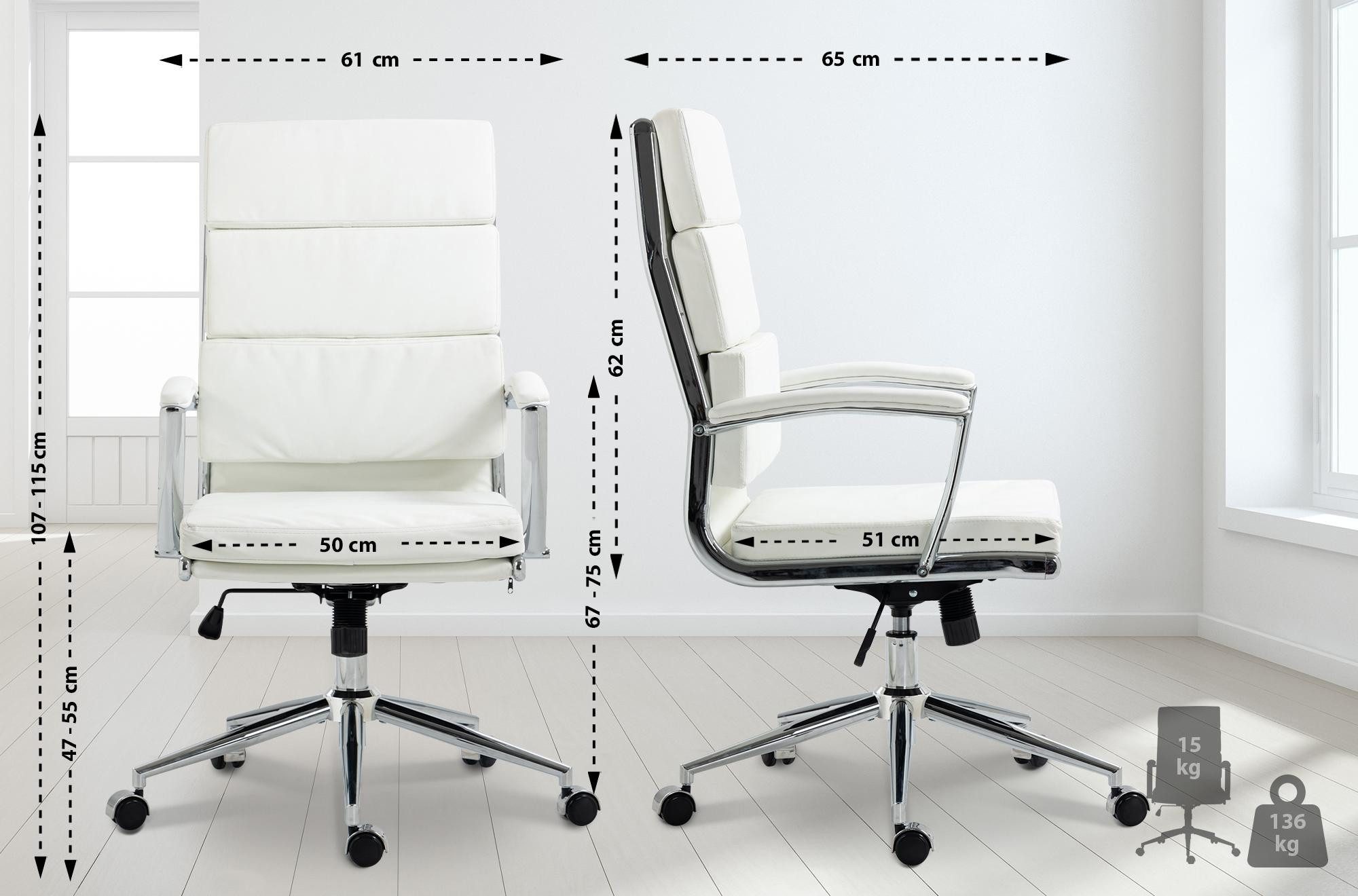 furnicato Bürostuhl Cleveland 107-115x61x65 cm weiß (1 St)