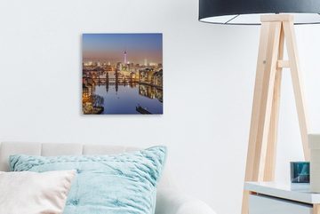 OneMillionCanvasses® Leinwandbild Berlin - Fluss - Stadt, (1 St), Leinwand Bilder für Wohnzimmer Schlafzimmer