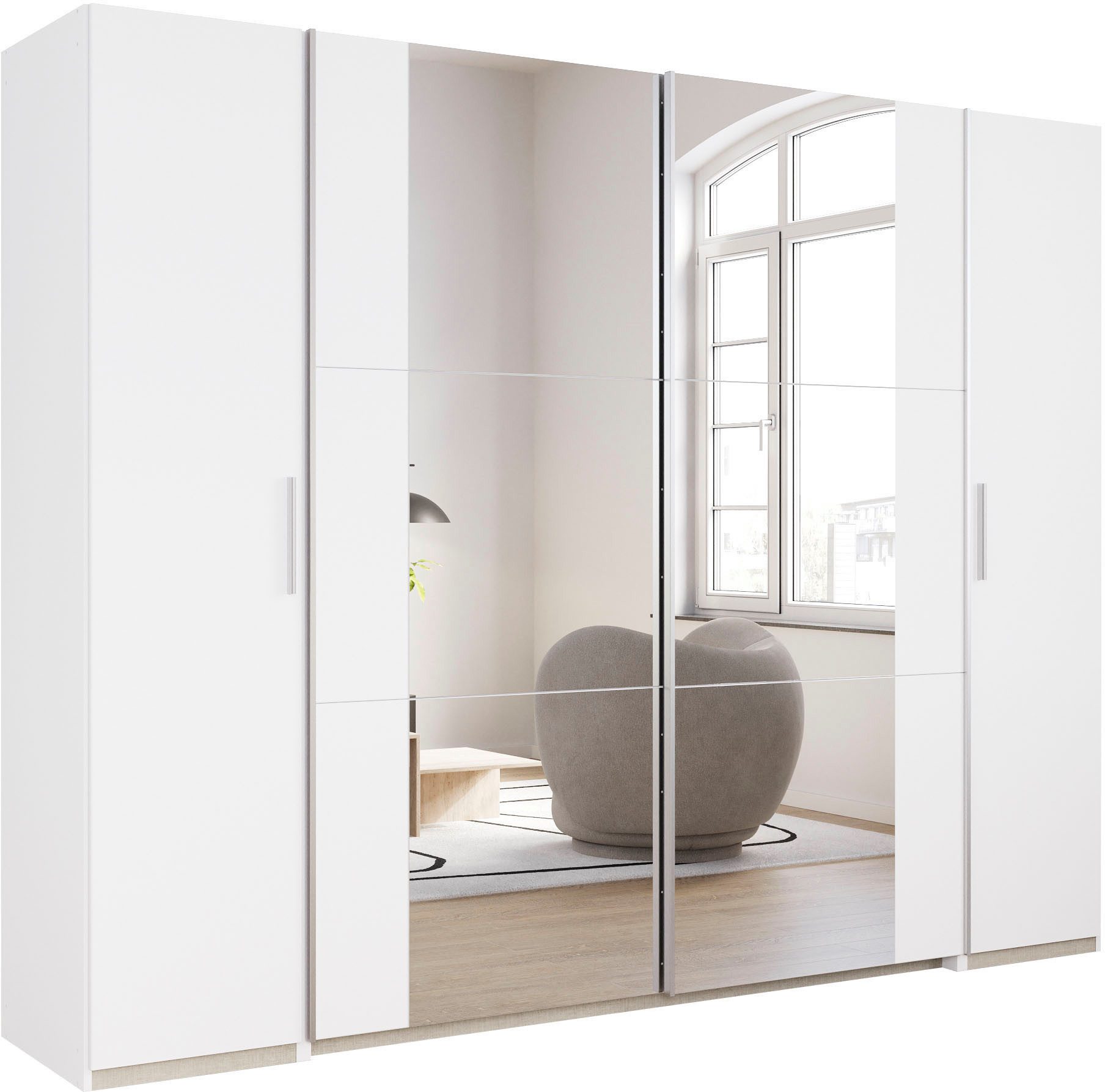 rauch Schwebetürenschrank Kleiderschrank Drehtürenschrank Schrank Garderobe KRONACH (in 3 Ausstattungen BASIC/CLASSIC/PREMIUM, Breiten 225/268/311/354 cm) Kombischrank optional mit 1 oder 2 Spiegel viele Böden MADE IN GERMANY