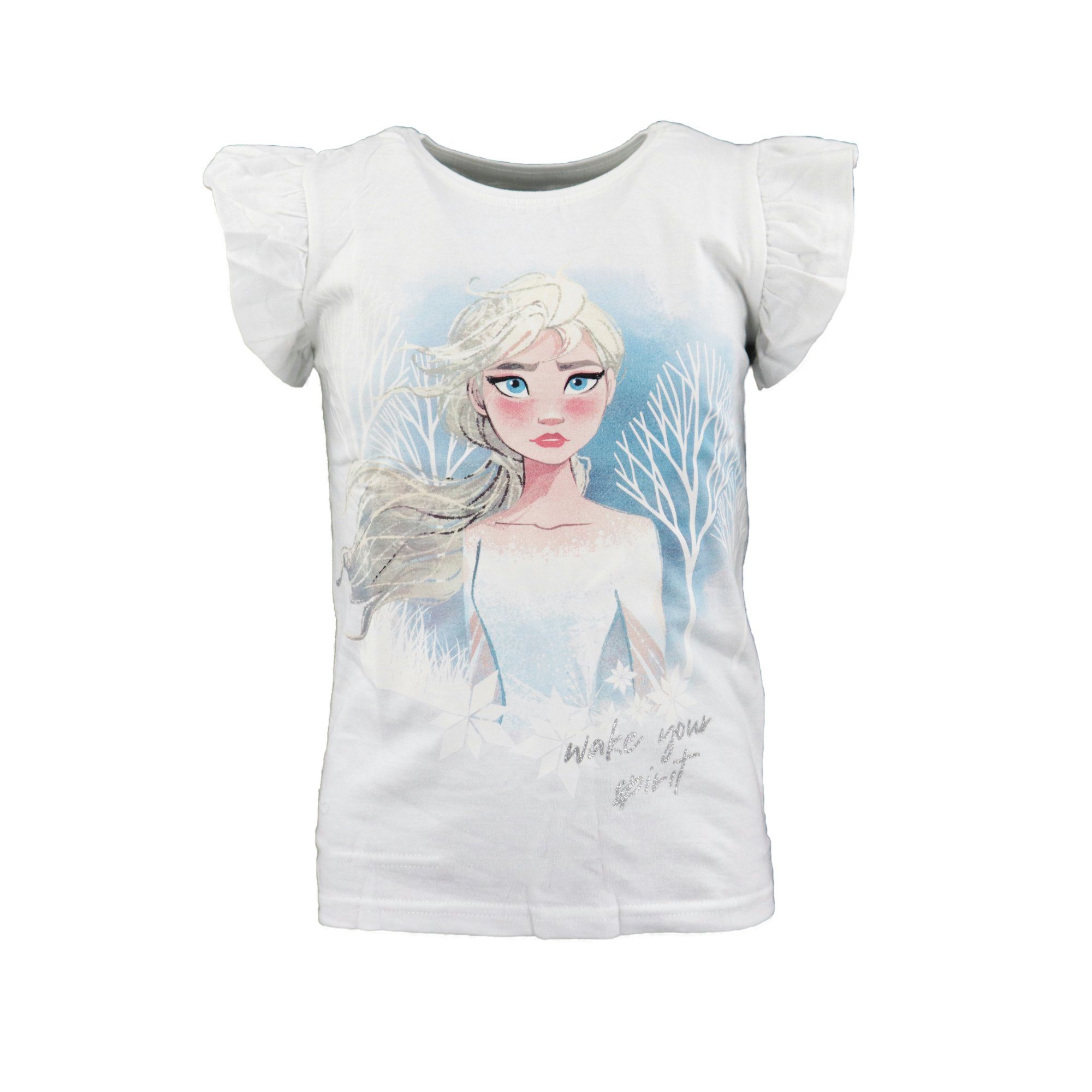Die Frozen Pyjama Eiskönigin Mädchen kurzarm Schlafanzug bis Gr. Kinder 98 Elsa 128 Disney Weiß