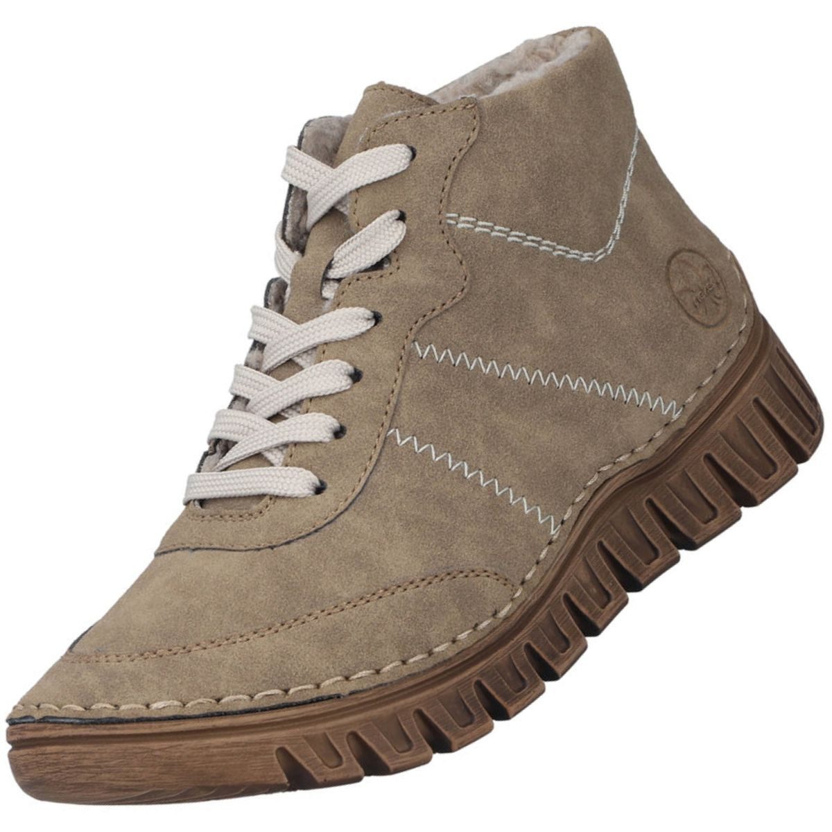 Rieker 57520-20 Stiefelette Gefütterter Schnürstiefel mit Reißverschluss