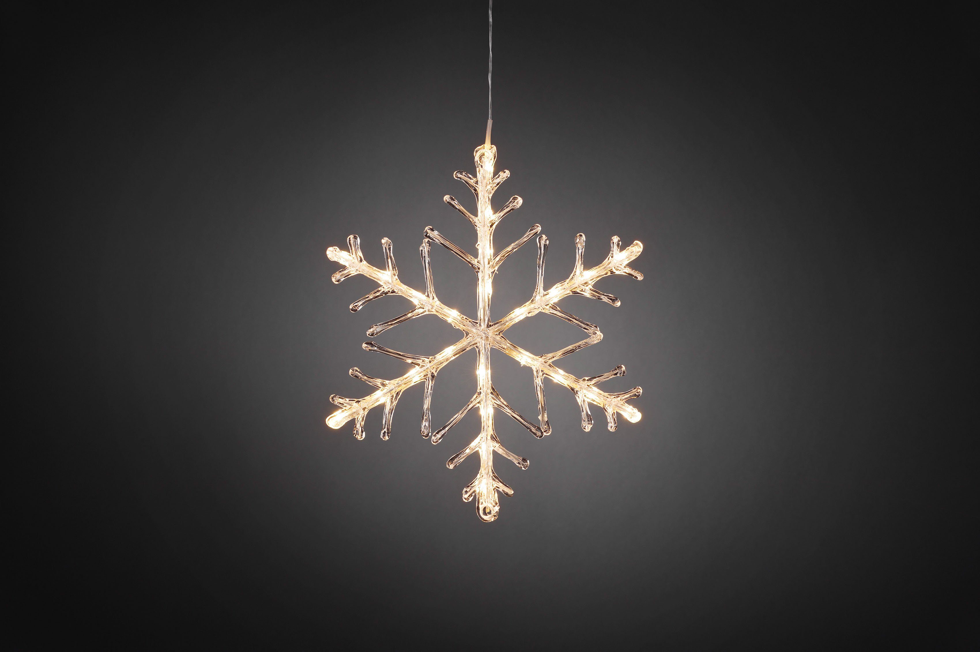 KONSTSMIDE LED Stern Weihnachtsstern, Weihnachtsdeko aussen, LED fest integriert, Warmweiß, LED Acryl Schneeflocke, 24 warm weiße Dioden