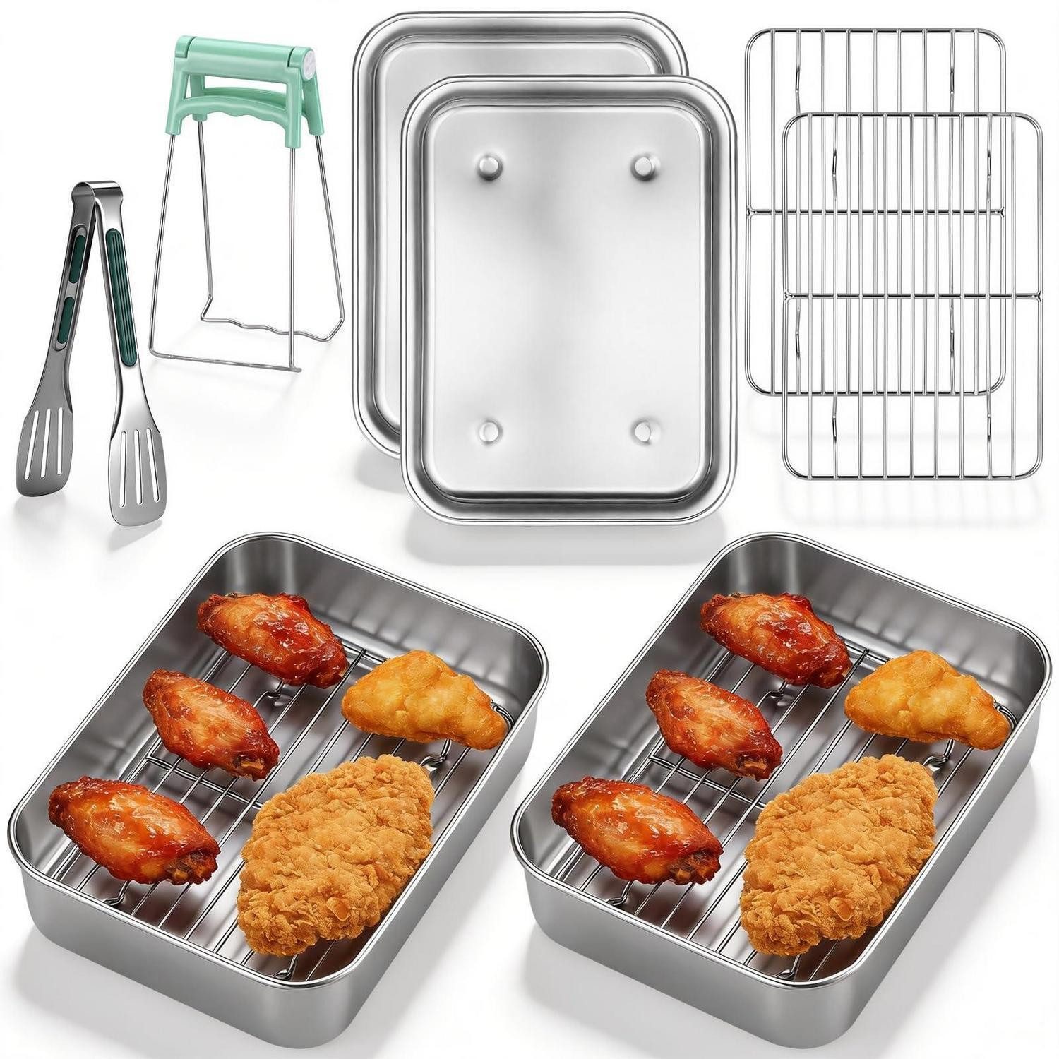LuxusKollektion Auflaufform Airfryer Zubehör Auflaufform 6tlg Edelstahl, Metall, (1-St)