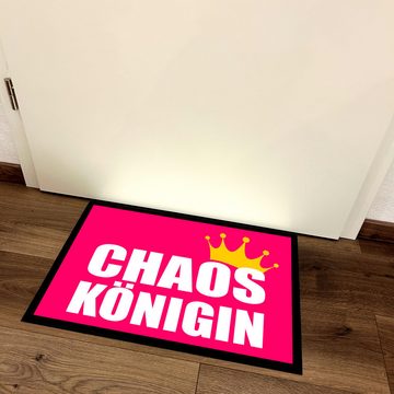 Fußmatte Türmatte Schmutzfangmatte mit Spruch CHAOS KÖNIGIN, Herzbotschaft, rechteckig, 40 x 60 cm, 5 mm hoch, bei 40 °C waschbar