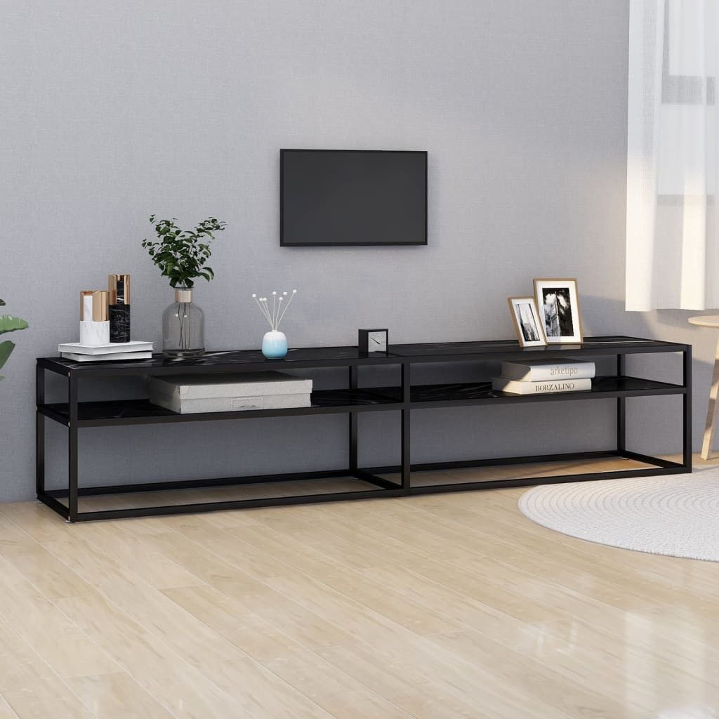 vidaXL Schrankmodule TV-Schrank Schwarz Marmor-Optik 200x40x40,5 cm Hartgla günstig online kaufen