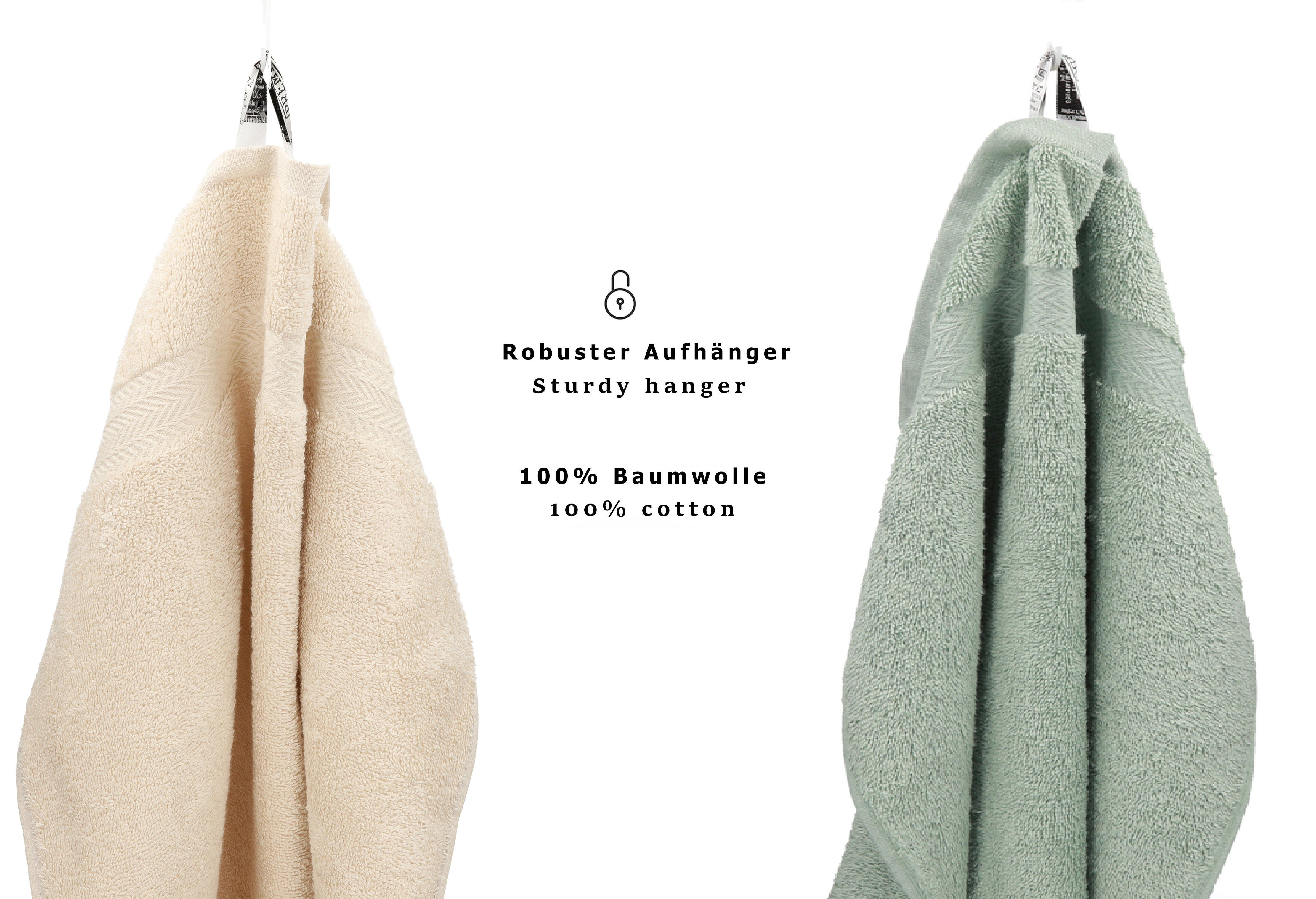 Betz Handtuch Set 12-tlg. Handtuch Baumwolle, 100% Premium Farbe Set Sand/heugrün, (12-tlg)
