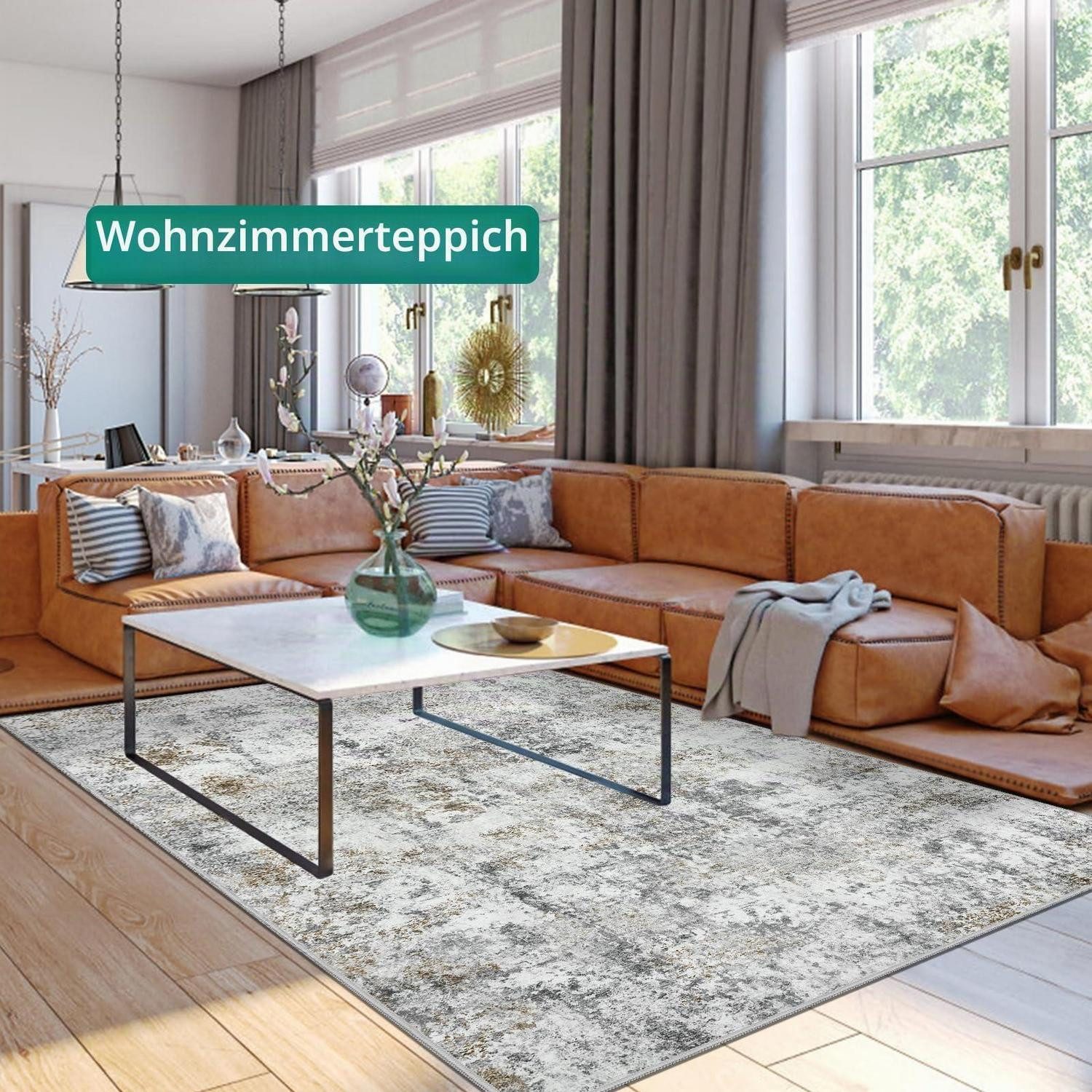 LuxusKollektion Designteppich Abstrakter Teppich 120x180 Braun, rechteckig, Höhe: 10 mm – Bild 2 von 5